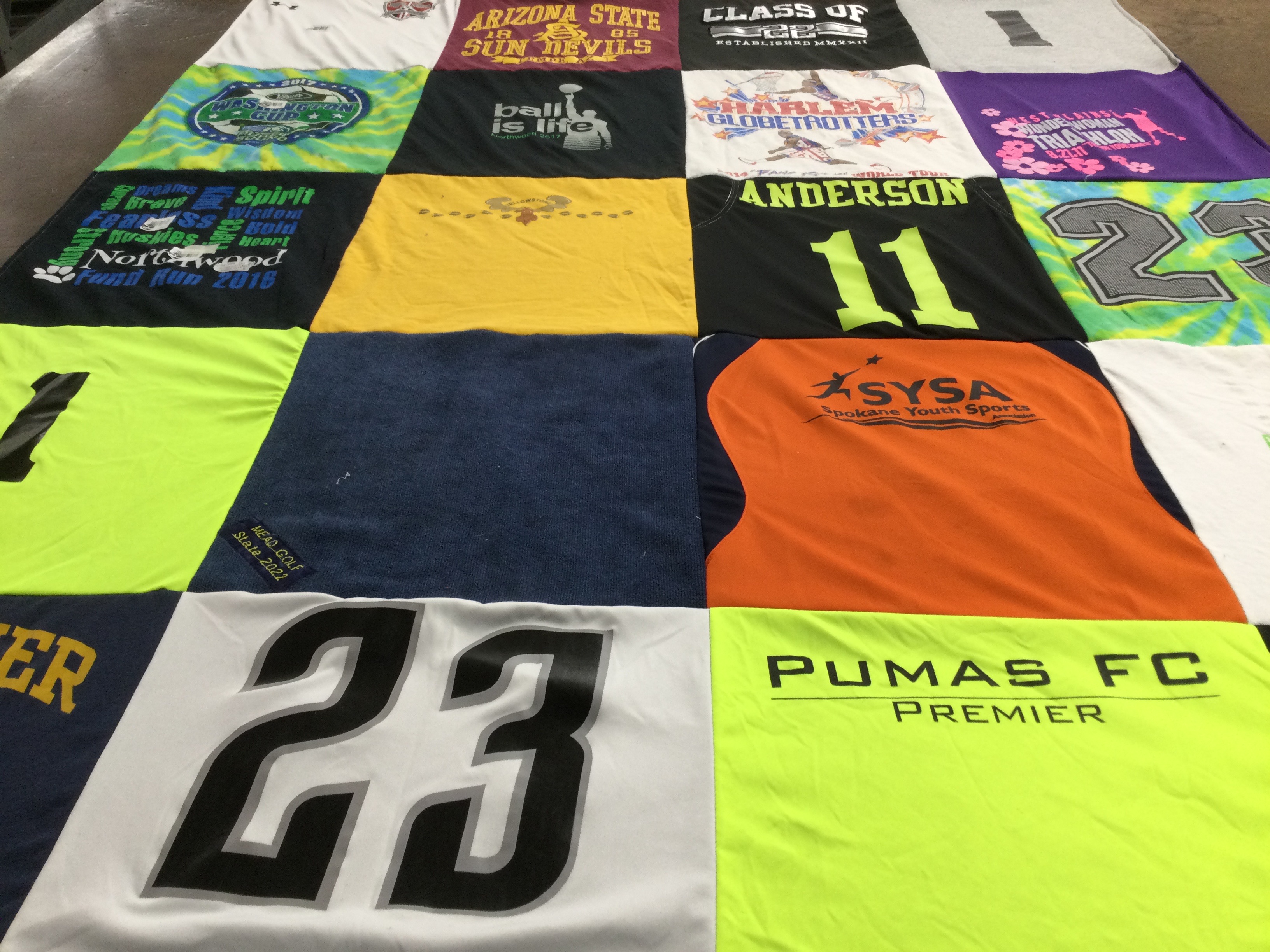 T-shirt quilt featuring harlem globetrotters by Sarah from AZ