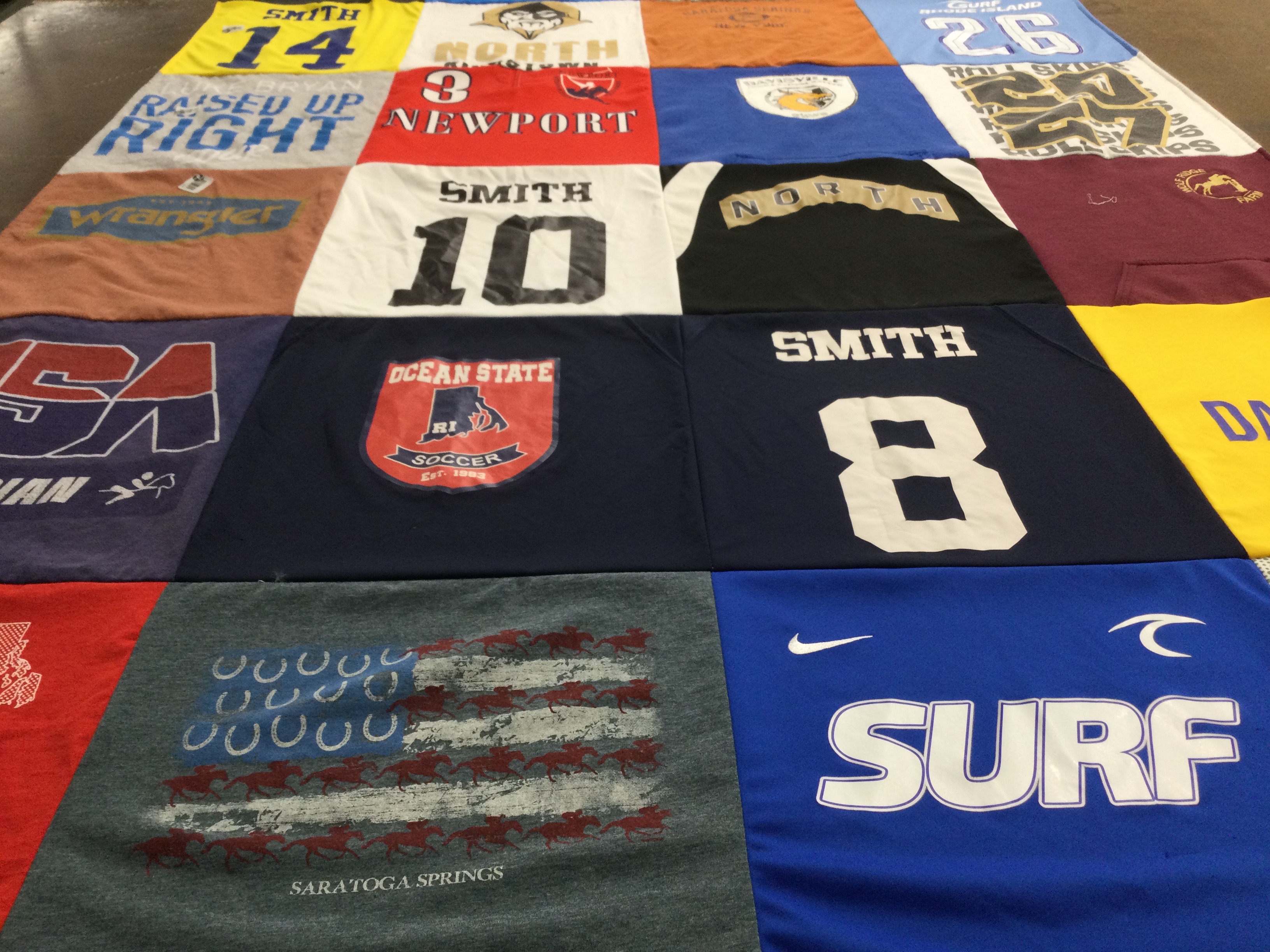 T-shirt quilt featuring ocean state soccer team by Jessica from RI