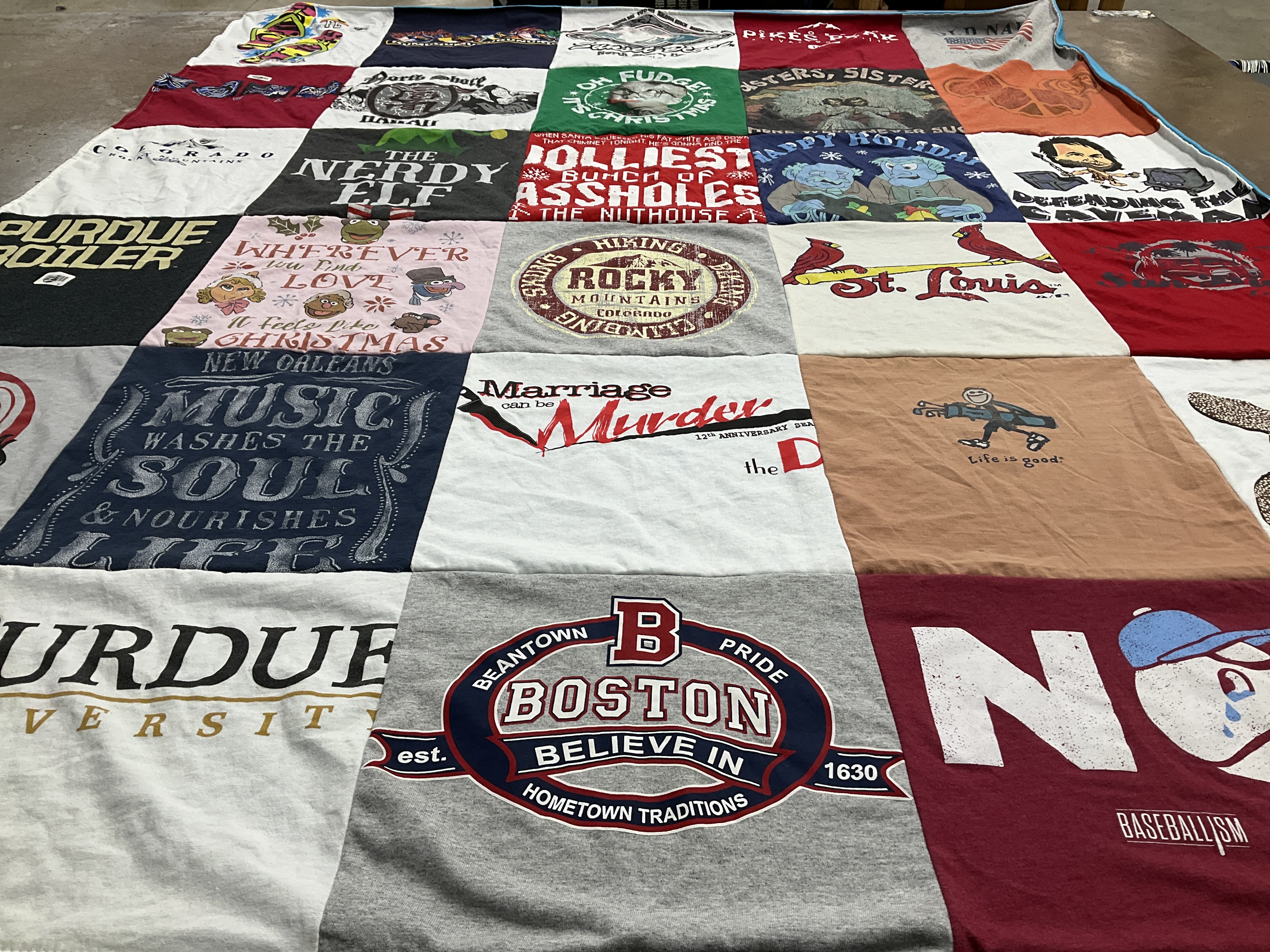 T-shirt quilt from purdue university by Shannon from IN