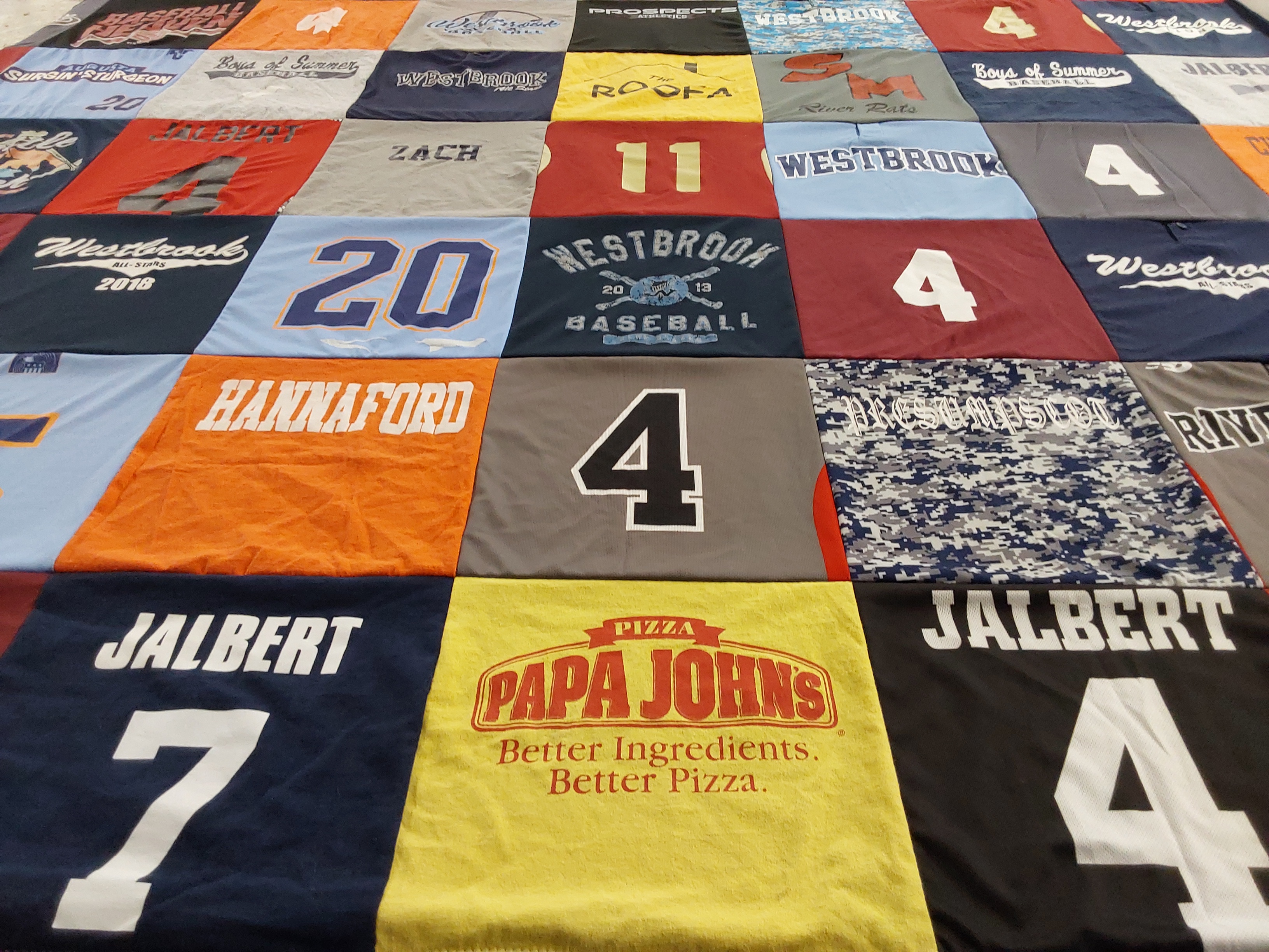 T-shirt quilt from westbrook high school by Janice from ME