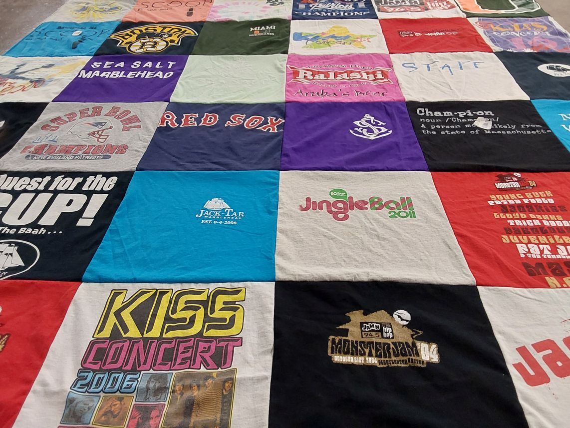 T-shirt quilt featuring new england patriots, boston red sox by lisa from MA