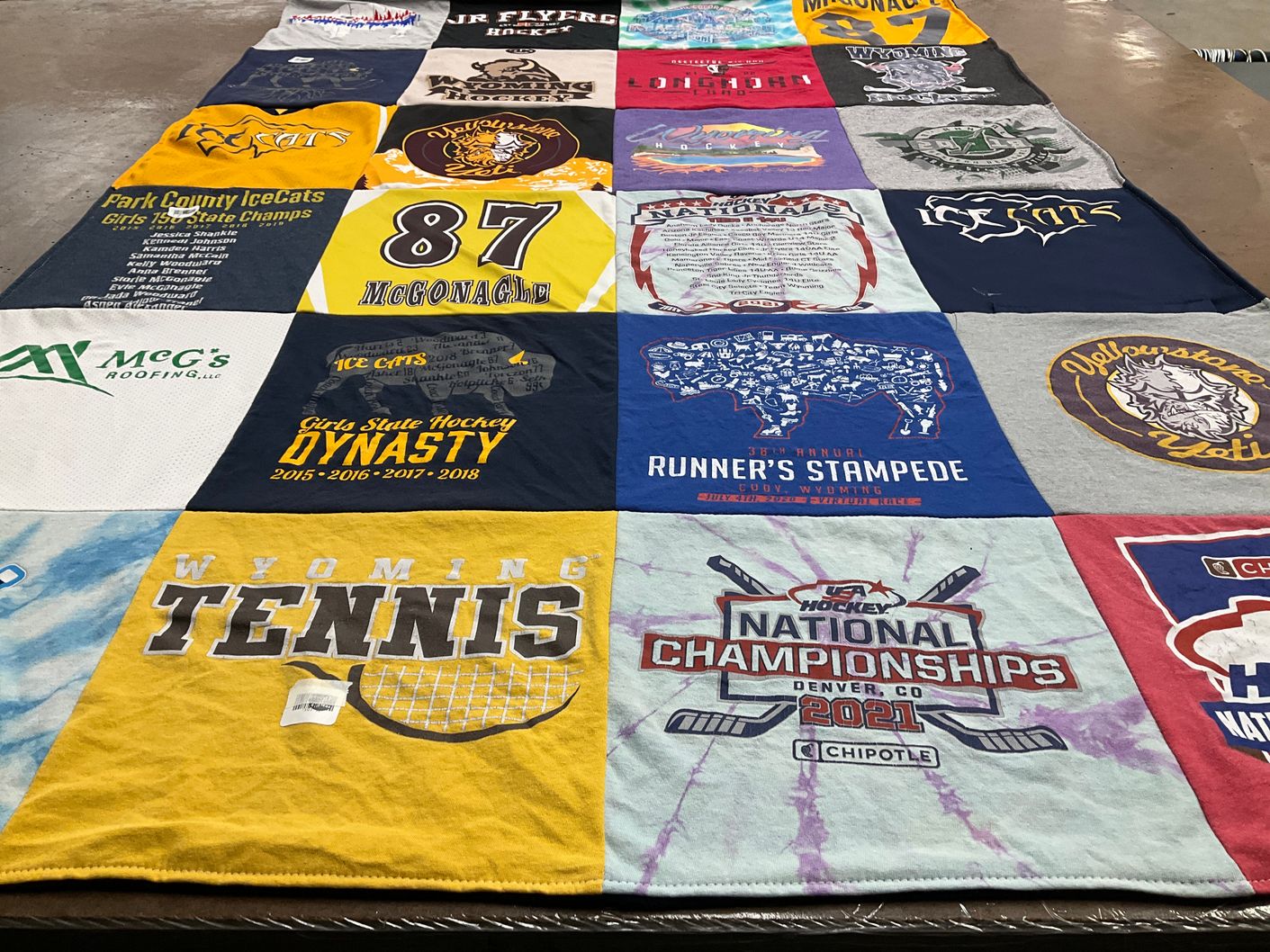 T-shirt quilt featuring park county icecats by Amanda from WY