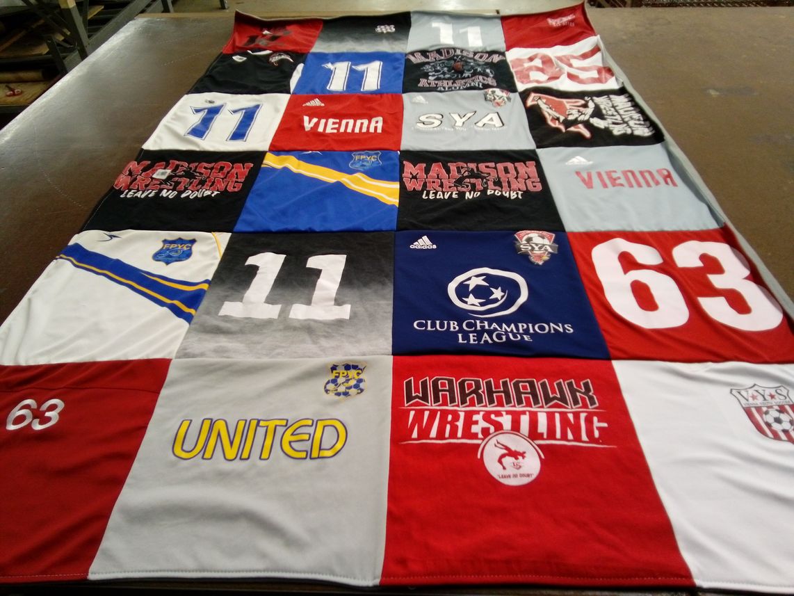 T-shirt quilt featuring fp yc united by Lenore from NC