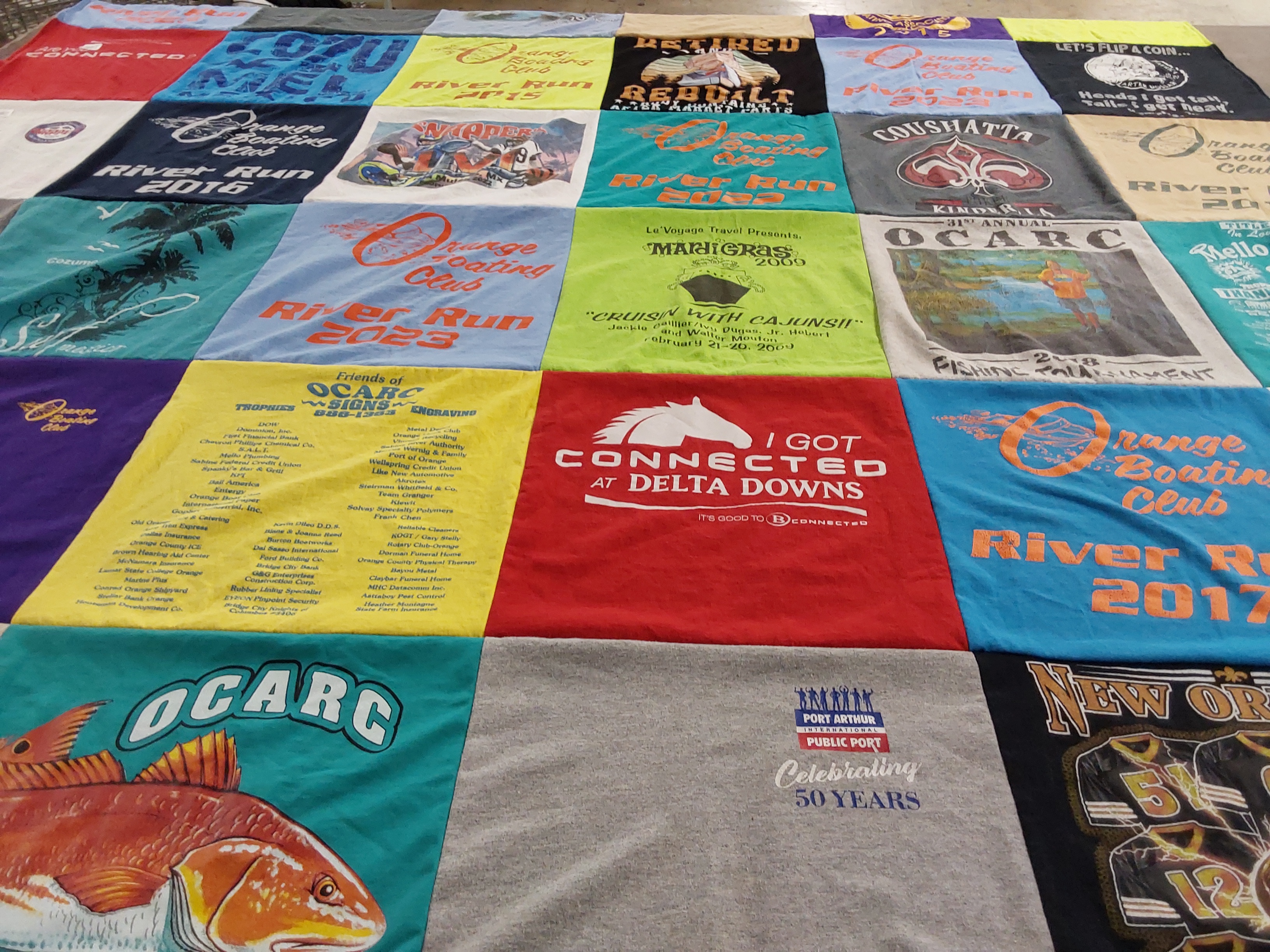 T-shirt quilt with boating, fishing themes by Sandra from TX