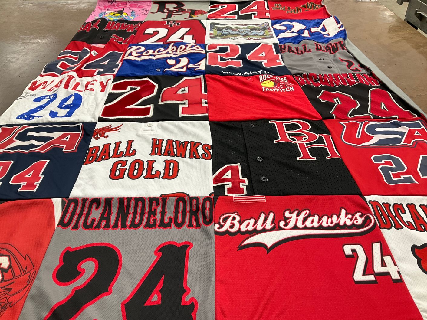 T-shirt quilt featuring ball hawks by Joseph from PA