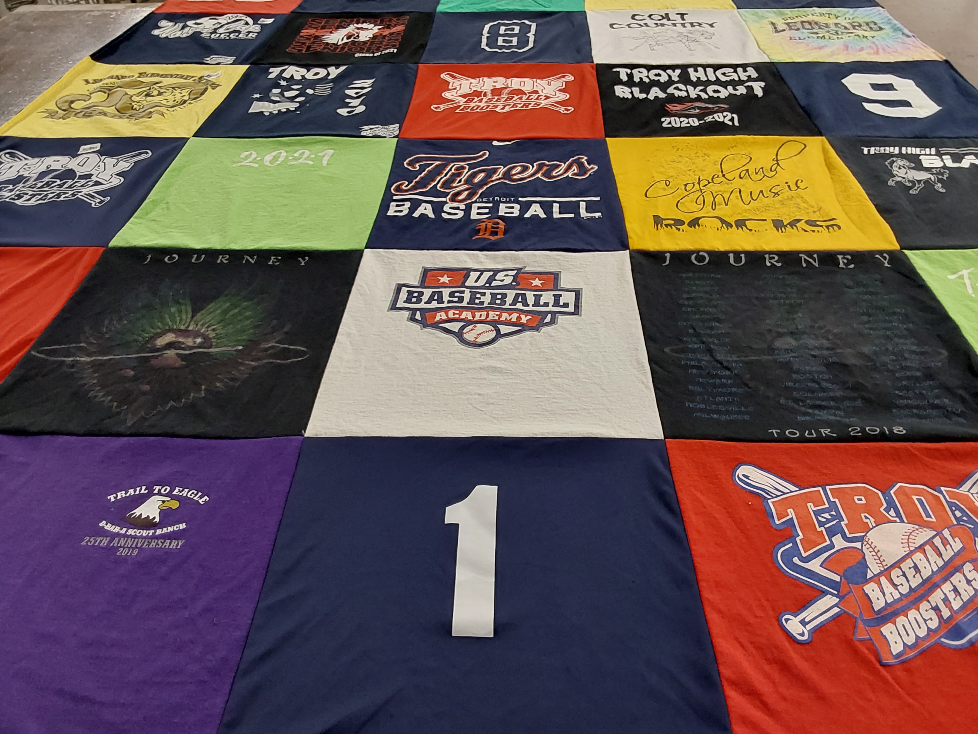 T-shirt quilt featuring troy high school baseball by Christine from MI