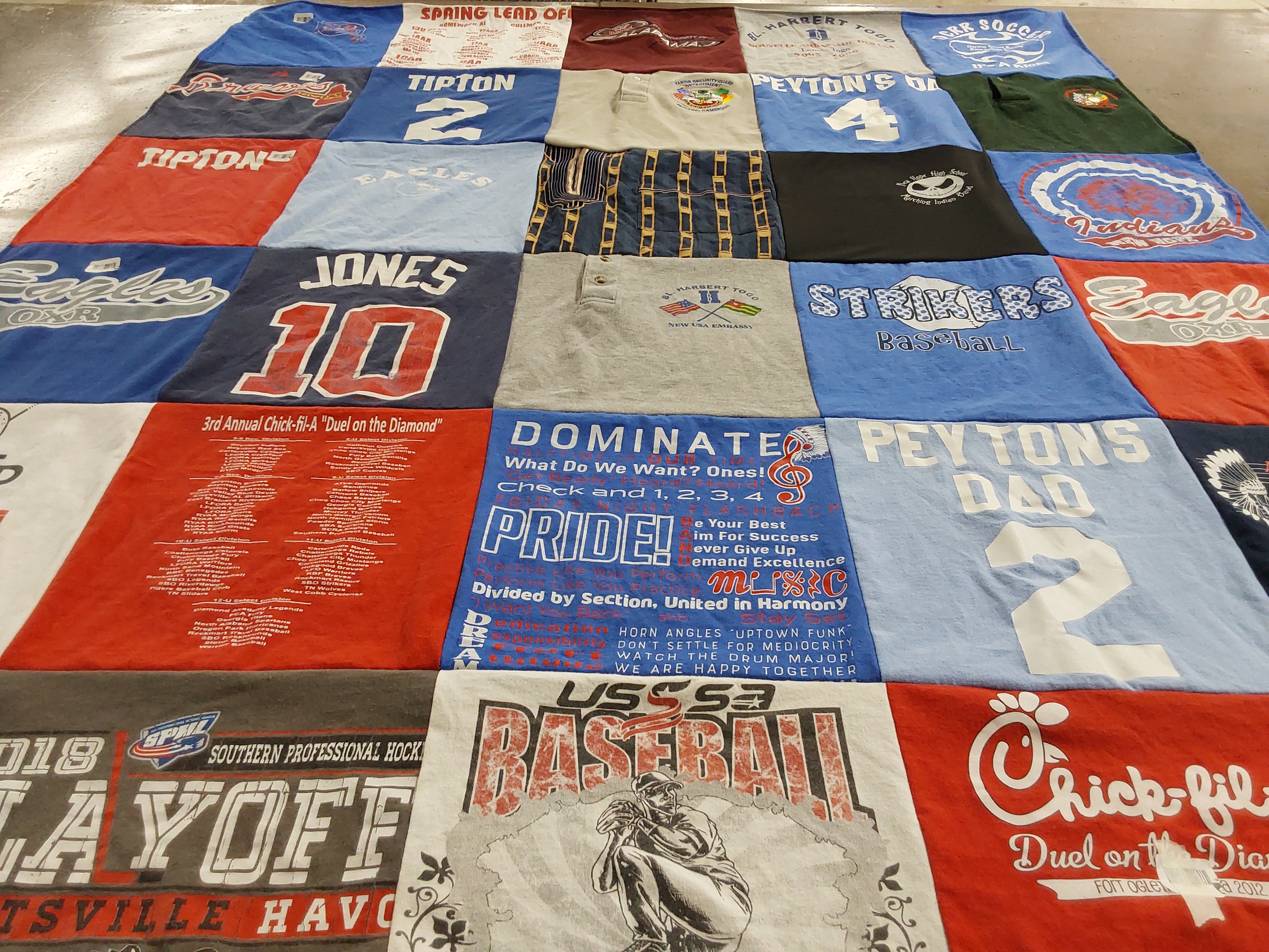 T-shirt quilt featuring eagles, strikers by Michelle from AL