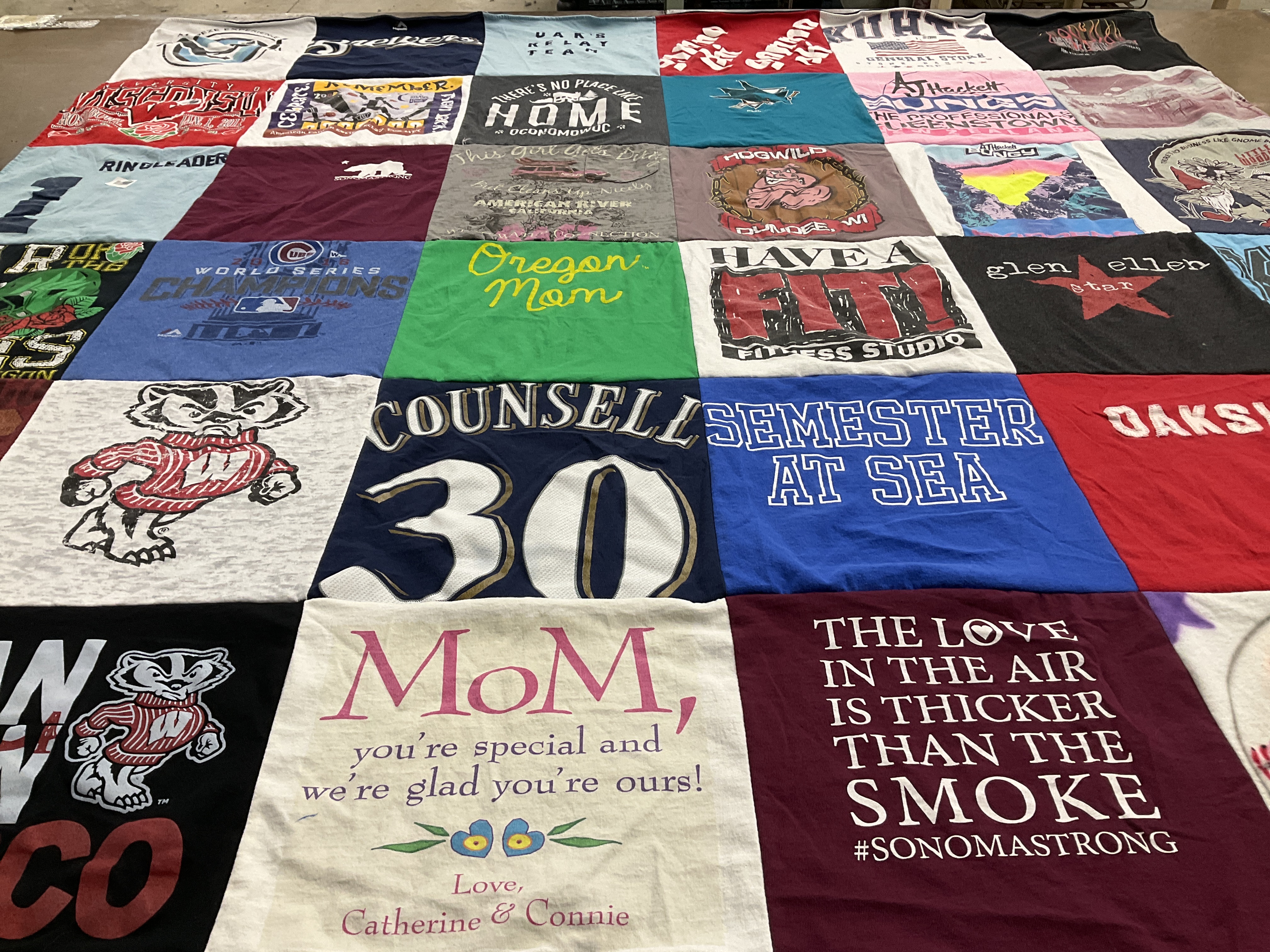 T-shirt quilt from university of wisconsin by Catherine from OR