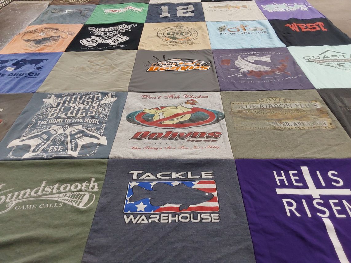T-shirt quilt with live music, fishing themes by Shawnda from MS