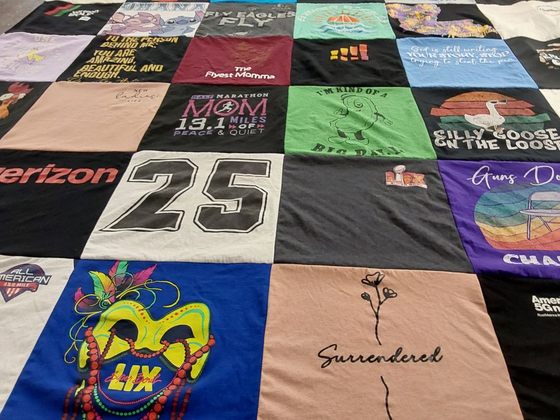 T-shirt quilt with running, marathons themes by Katherine from TX