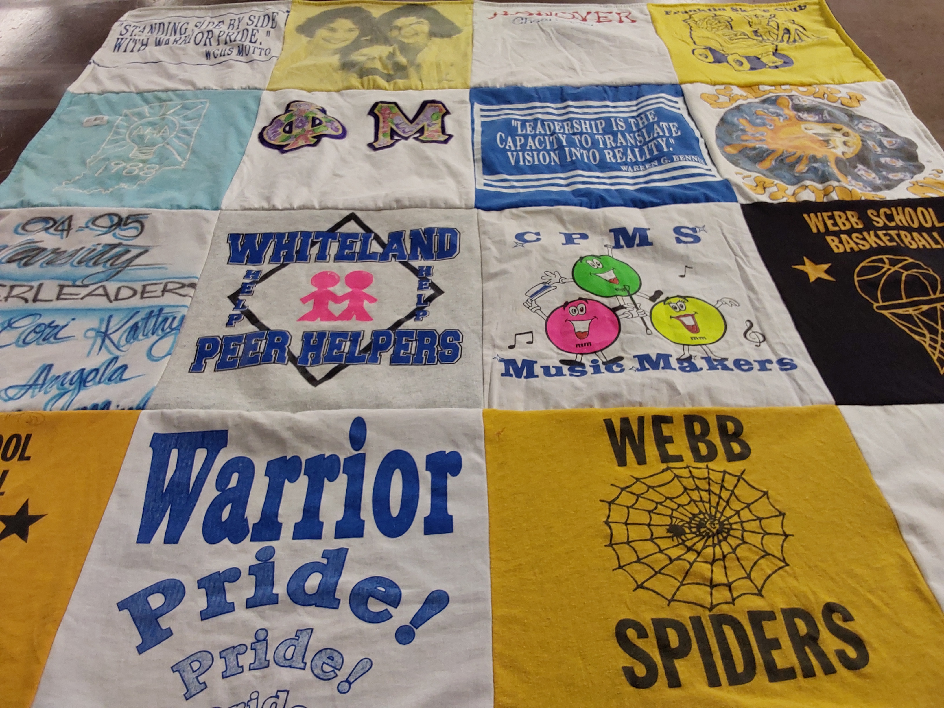 T-shirt quilt featuring webb school basketball, whiteland warriors by Ruth from IN
