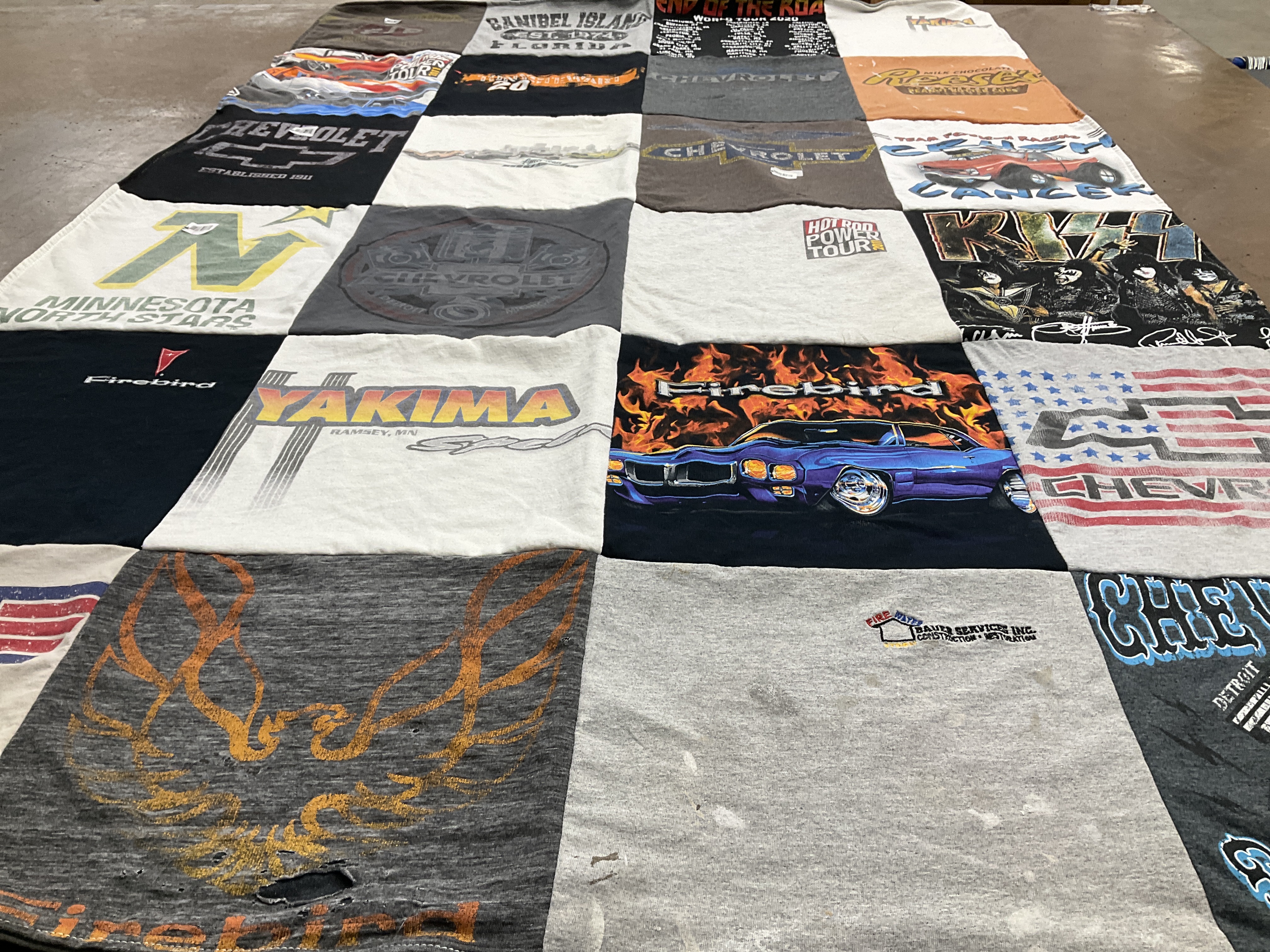 T-shirt quilt with cars, motorsports themes by Shelly from MN