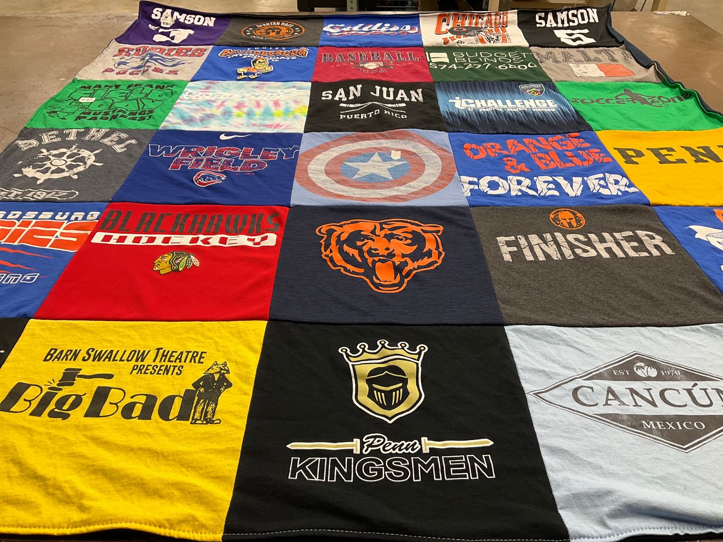T-shirt quilt featuring chicago blackhawks by Laura from IN