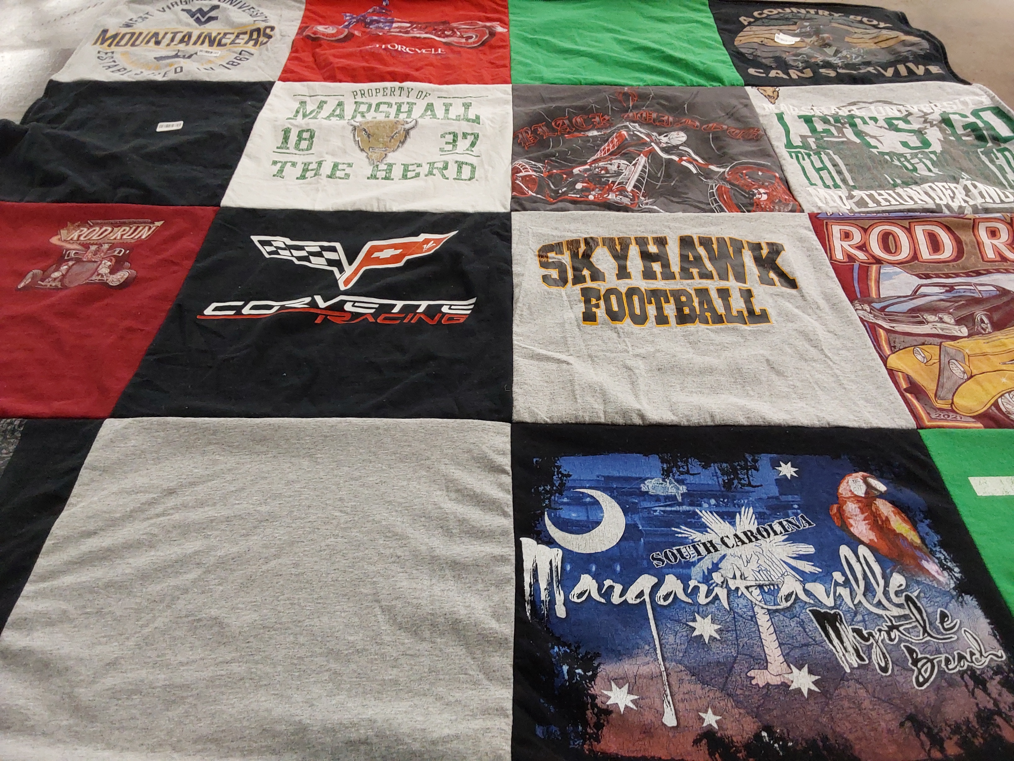 T-shirt quilt featuring skyhawk football by Debra from WV