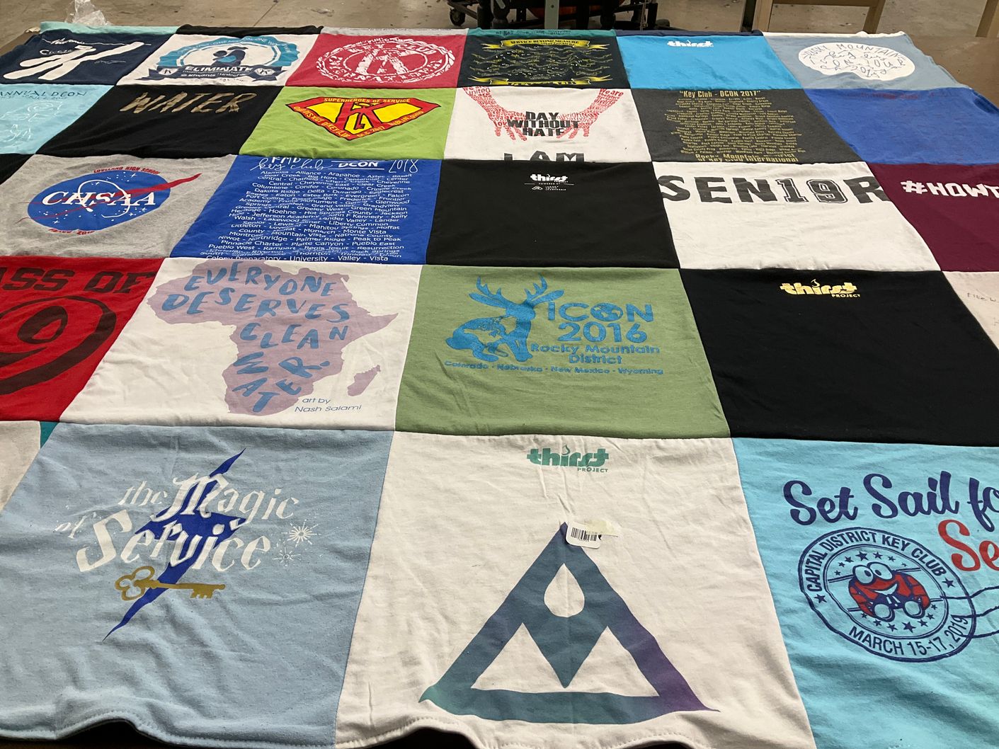 T-shirt quilt with service projects, community service themes by Krysta from CO