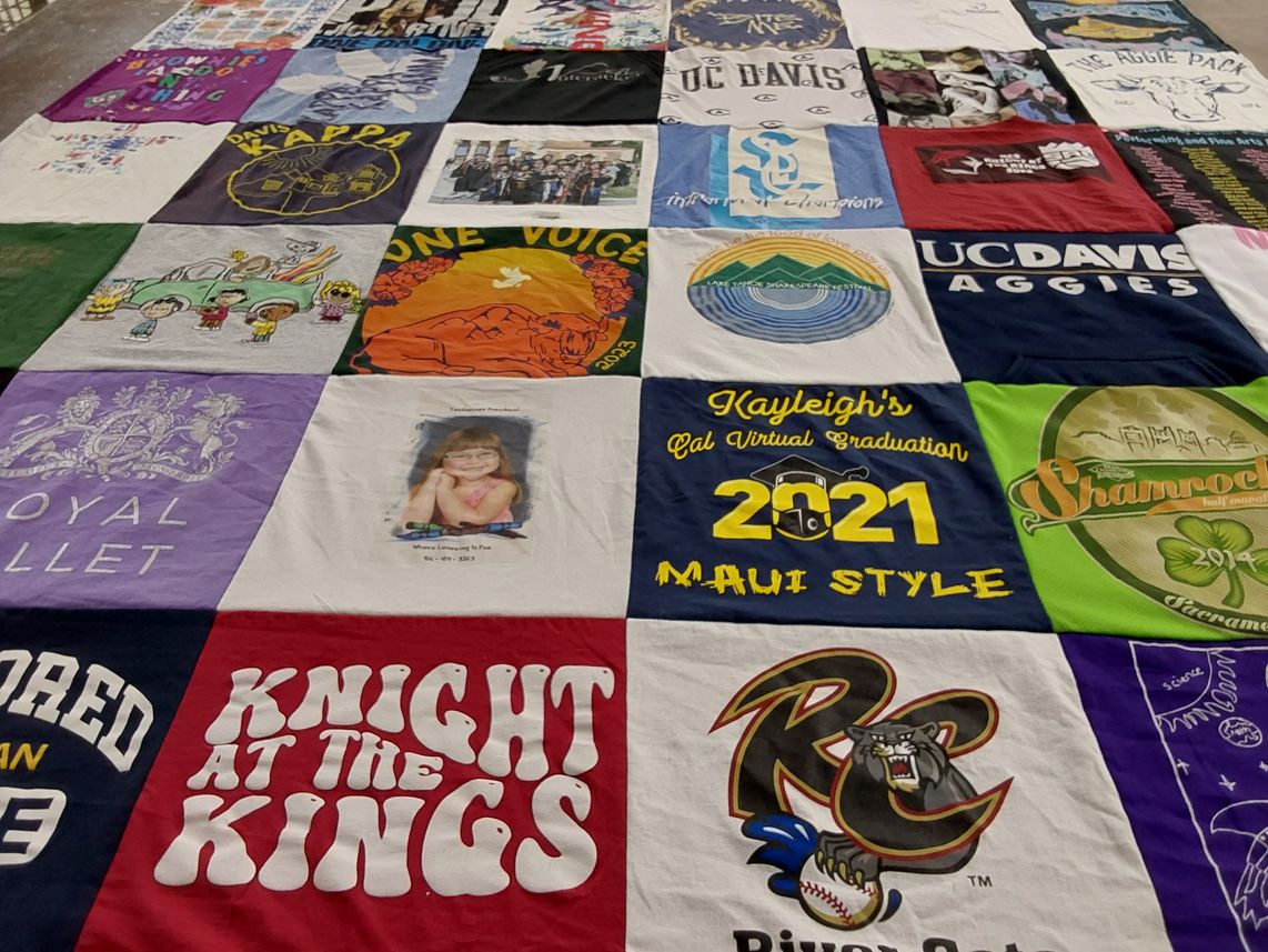 T-shirt quilt featuring river cats by Sherry from CA