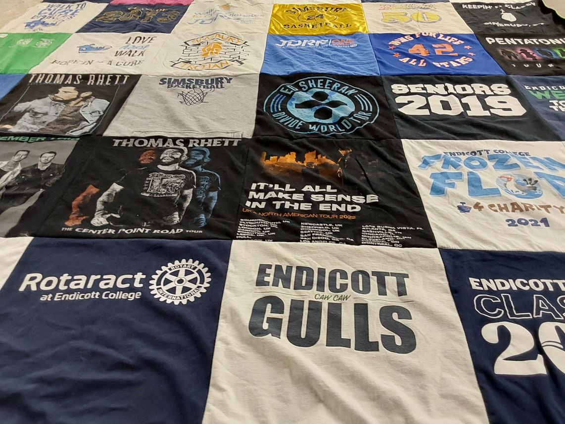 T-shirt quilt featuring endicott gulls by Ellen from MA