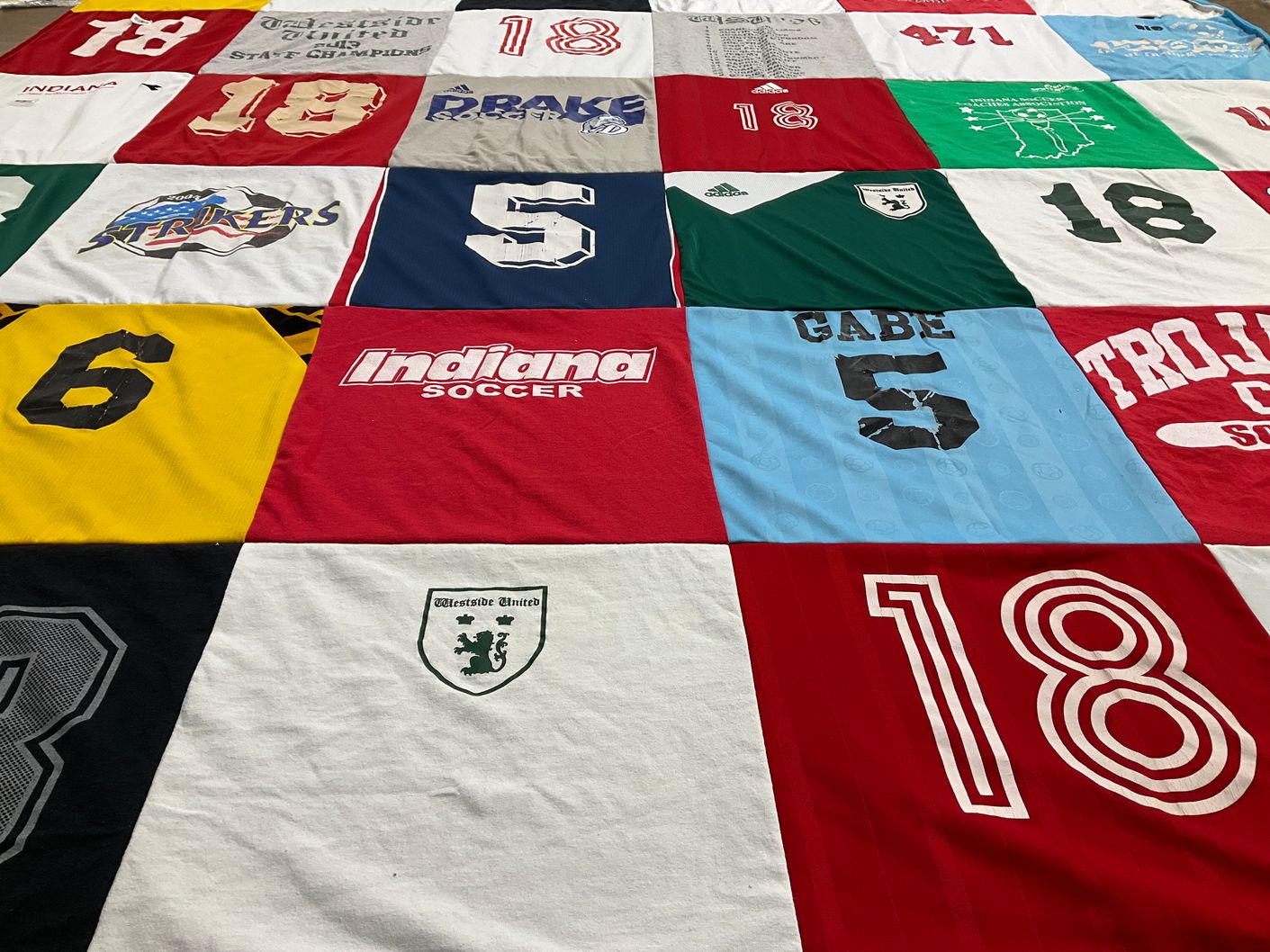 T-shirt quilt featuring drake university, indiana university by Susan from IN
