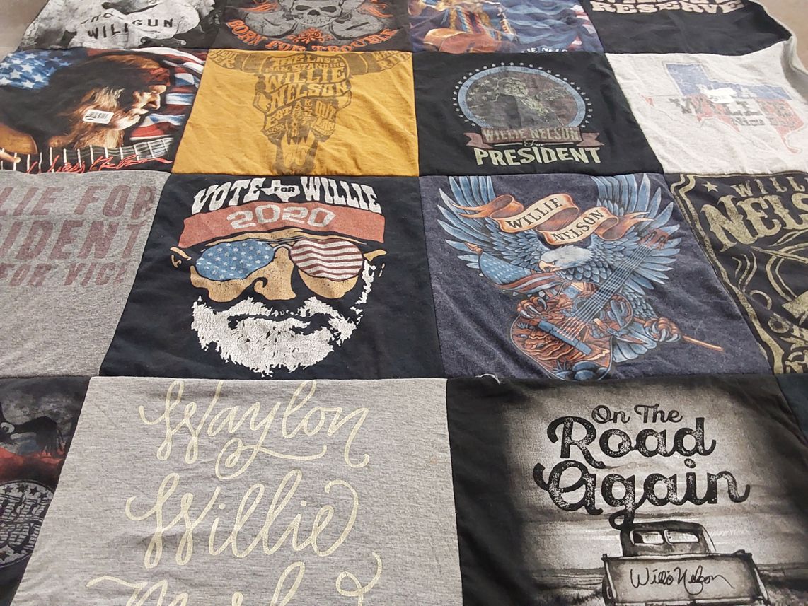 T-shirt quilt with country music, music themes by Paula from AL