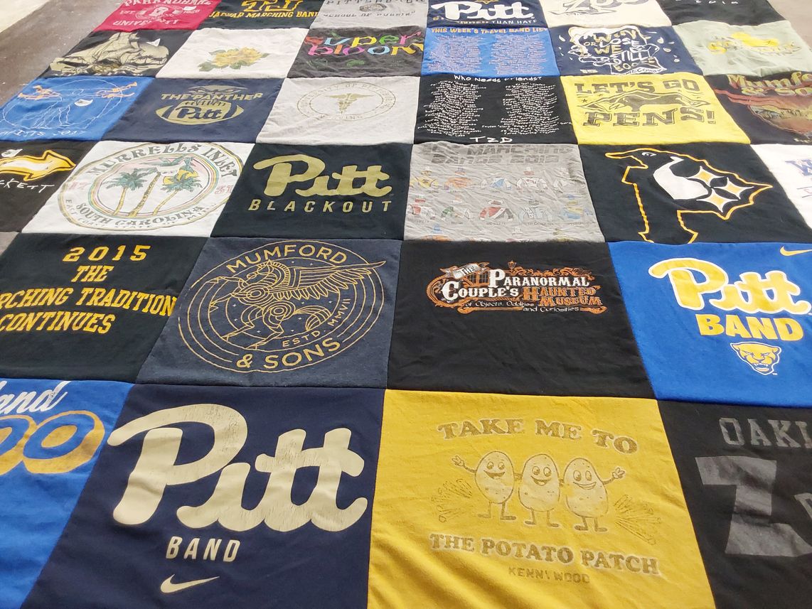 T-shirt quilt from university of pittsburgh by Kris from PA