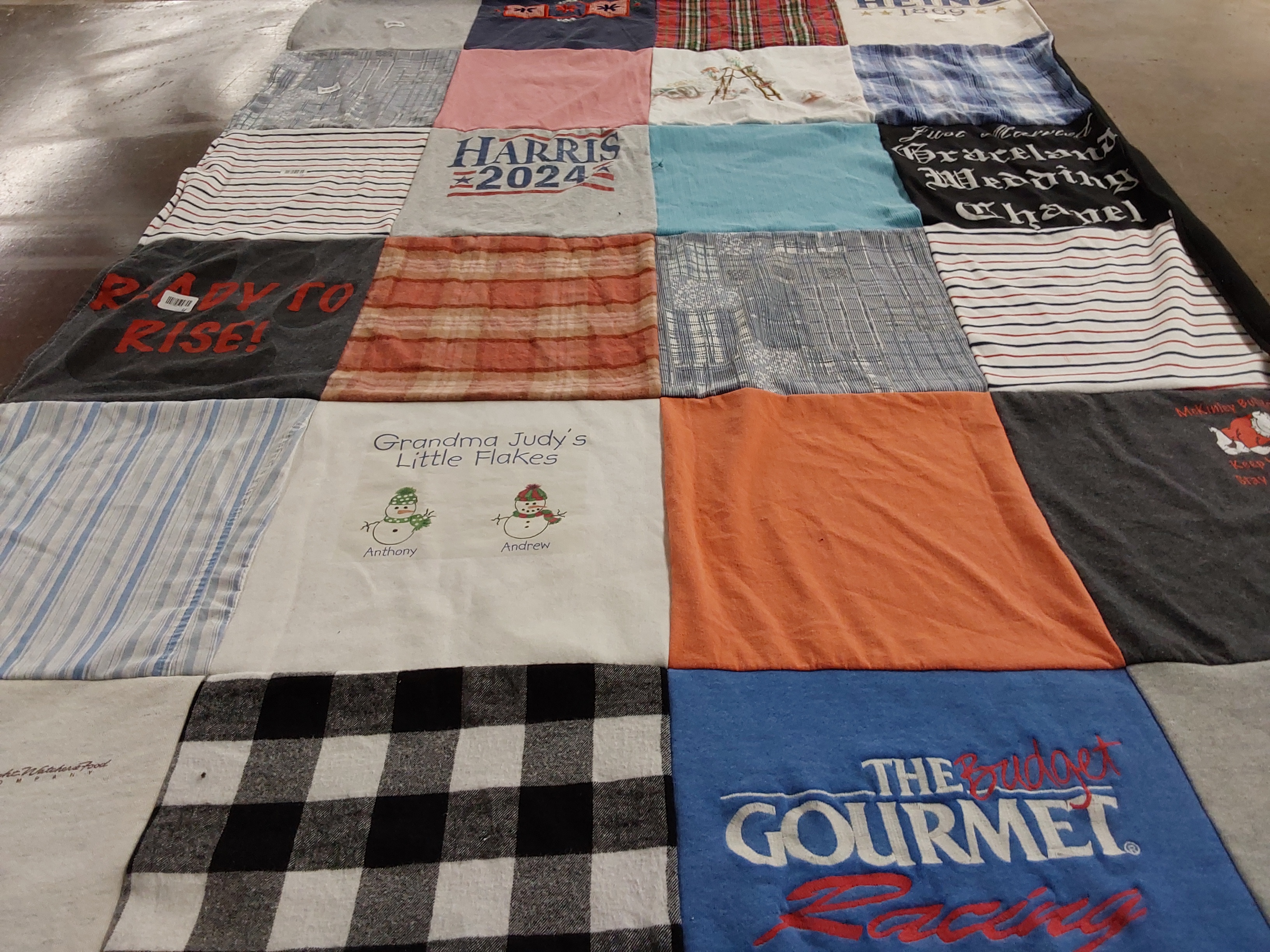 T-shirt quilt with politics, family themes by Kristi from OH