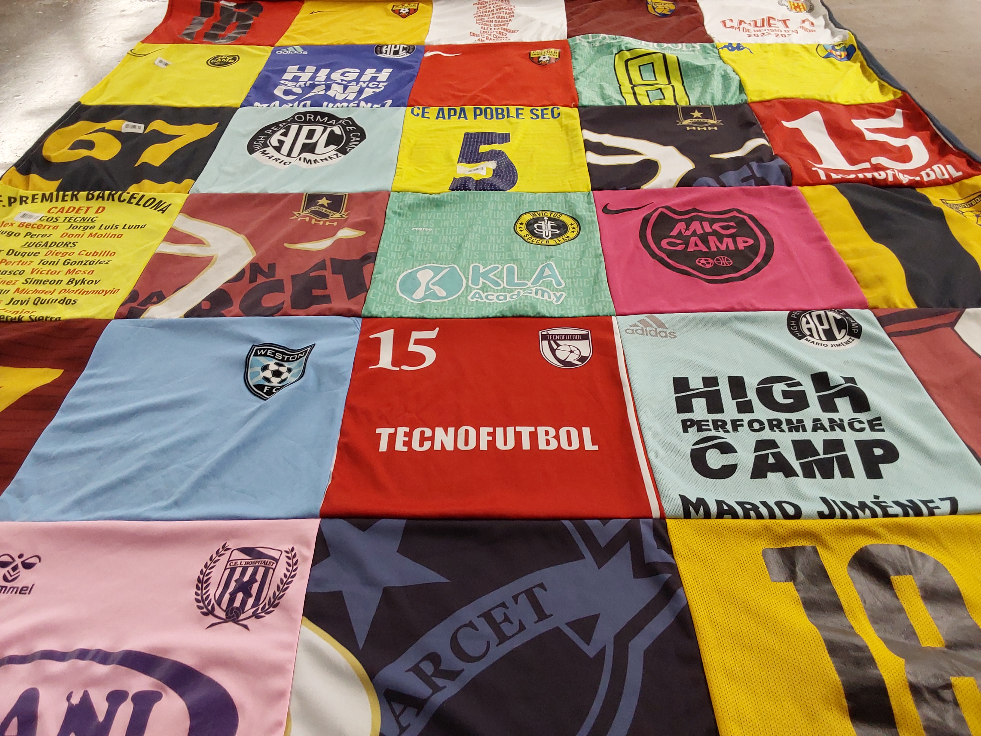 T-shirt quilt with soccer, sports themes by Adriana from FL