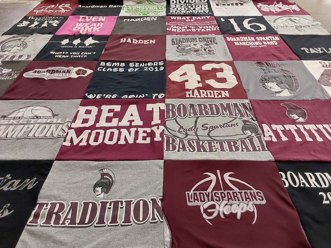 T-shirt quilt featuring boardman lady spartans basketball by Janice from NC