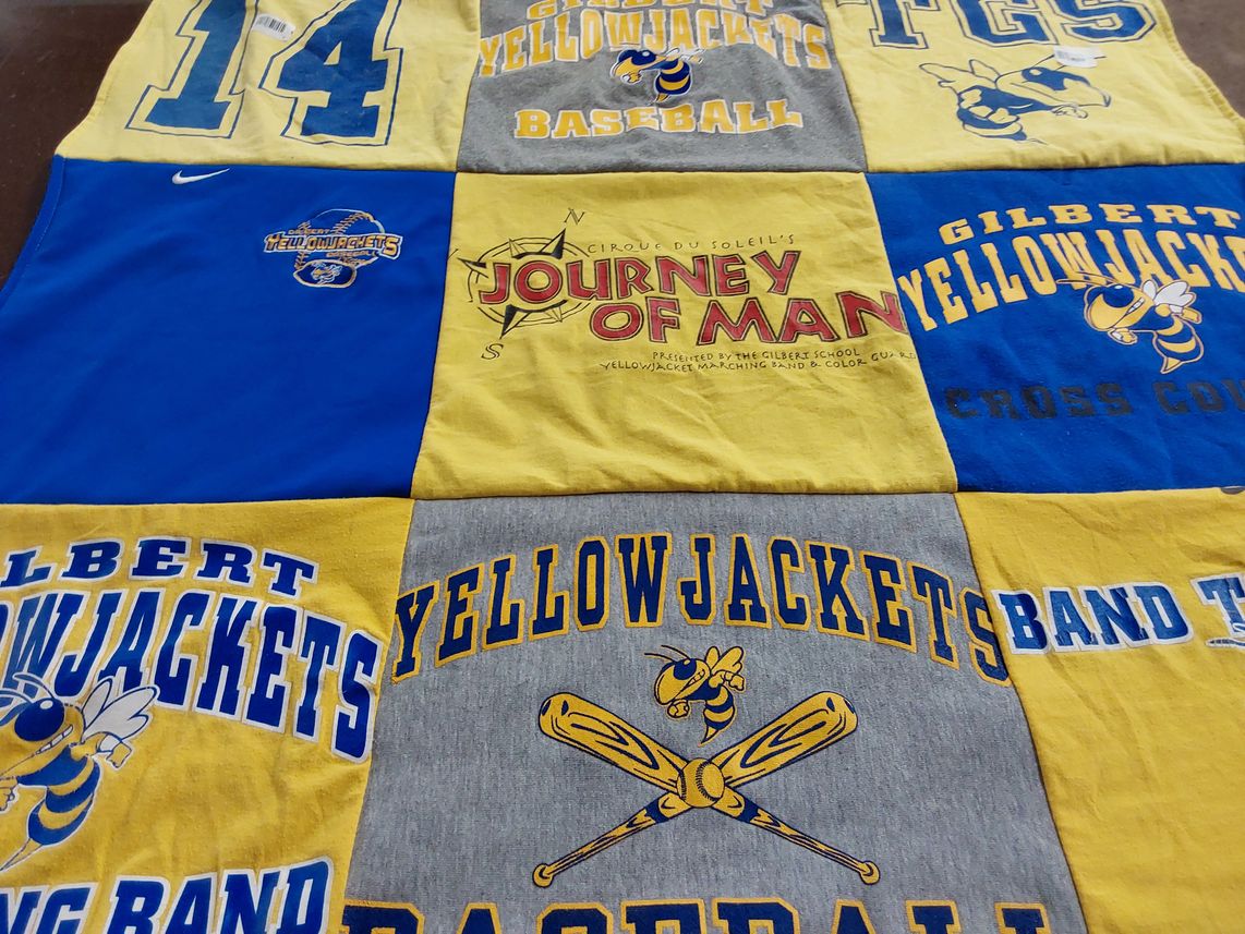 T-shirt quilt featuring gilbert yellowjackets by Courtney from CT