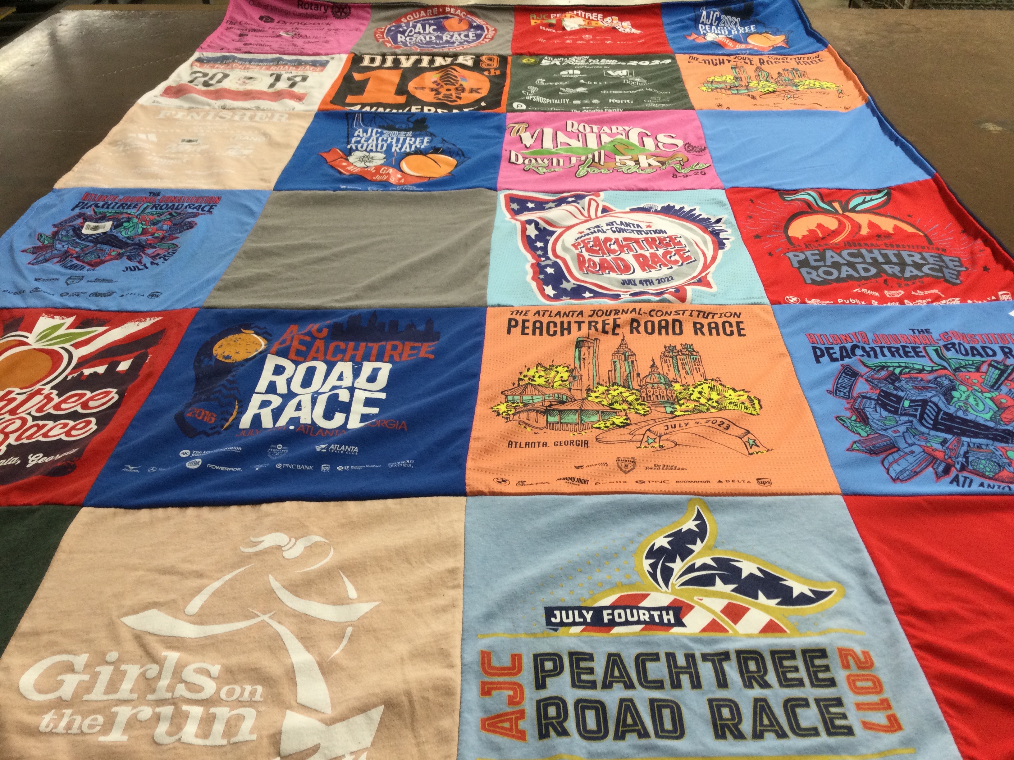 T-shirt quilt with running, fitness themes by Natosha from GA