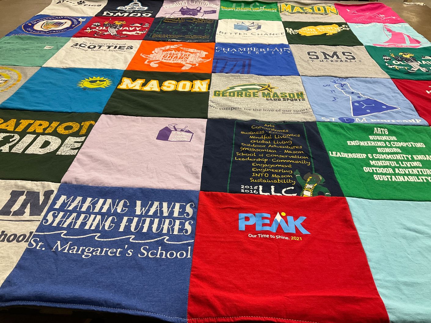 T-shirt quilt from george mason university, st margaret's school by Kash from MD