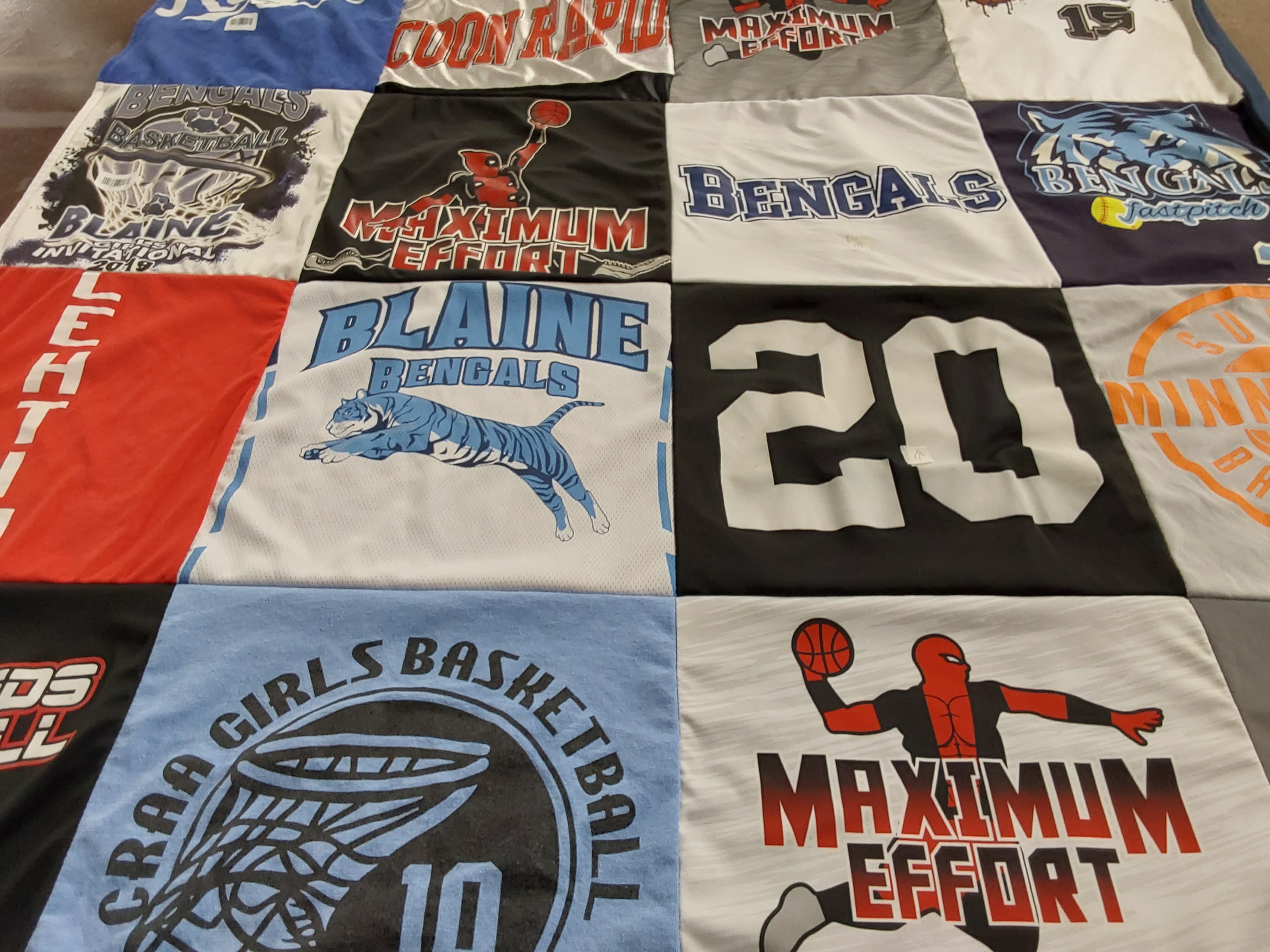 T-shirt quilt featuring blaine bengals, craa girls basketball by Corey from MN