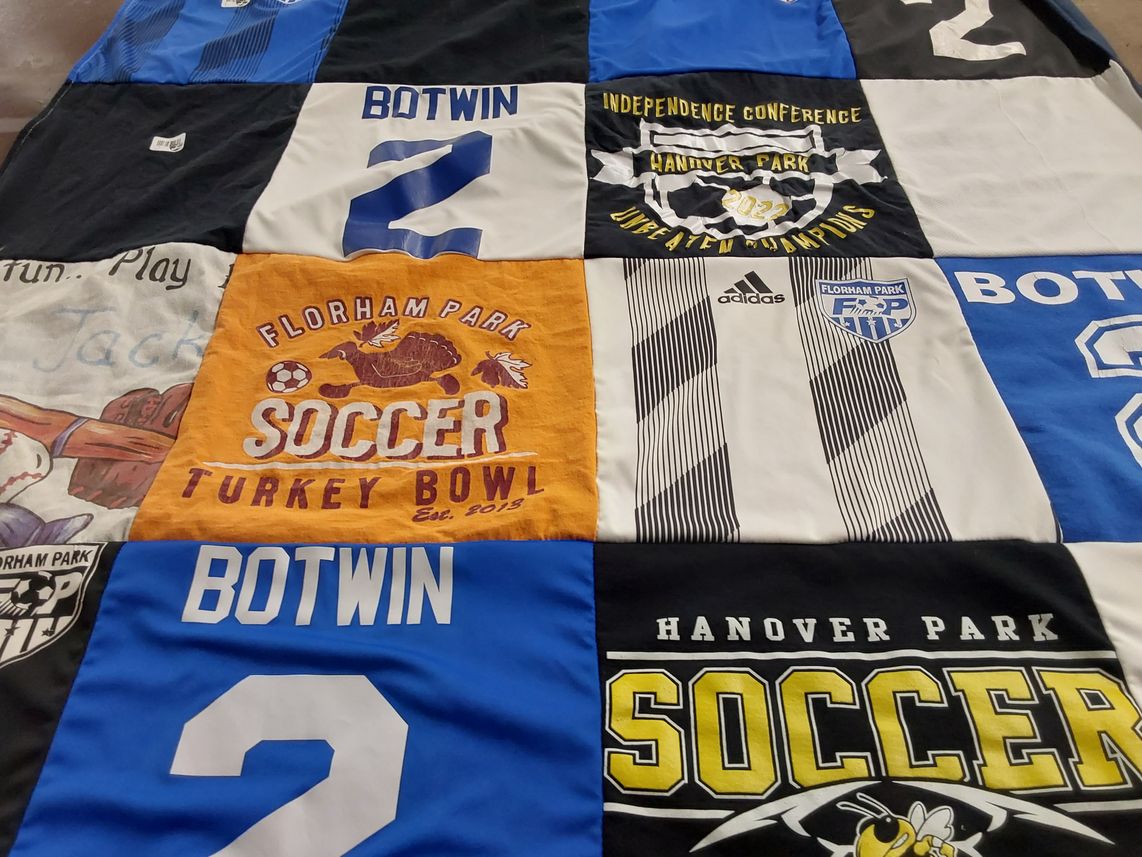 T-shirt quilt from florham park high school, hanover park high school by Laura from NJ