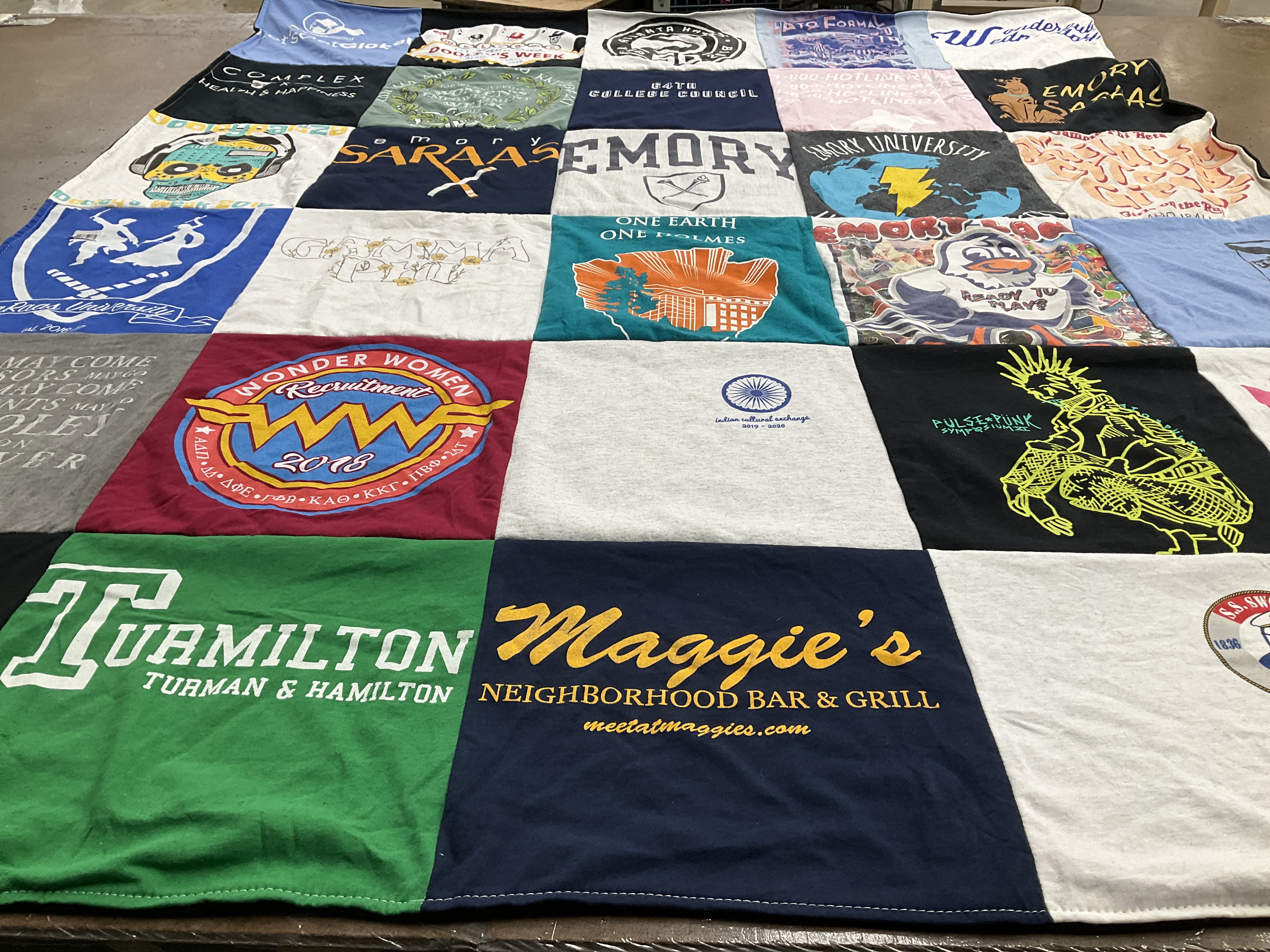 T-shirt quilt from emory university by Shefali from NJ