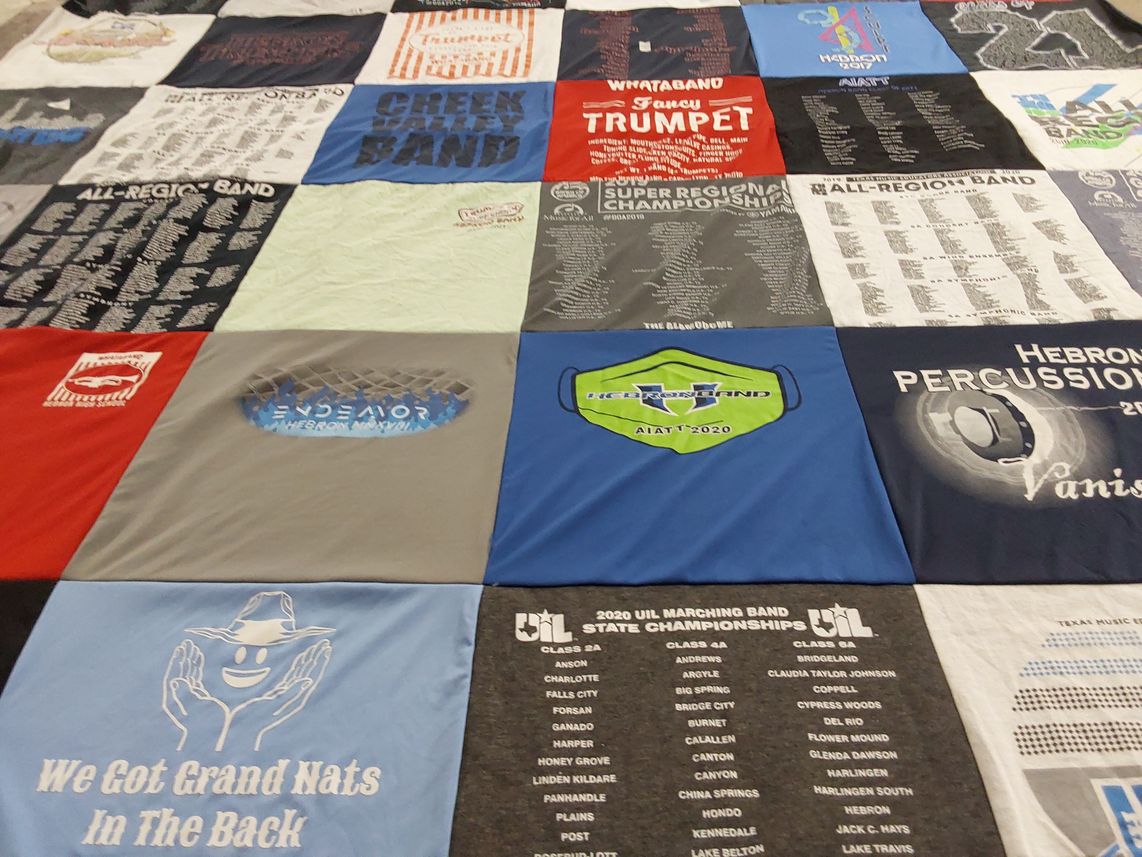 T-shirt quilt featuring hebbron high school band by Deborah from TX