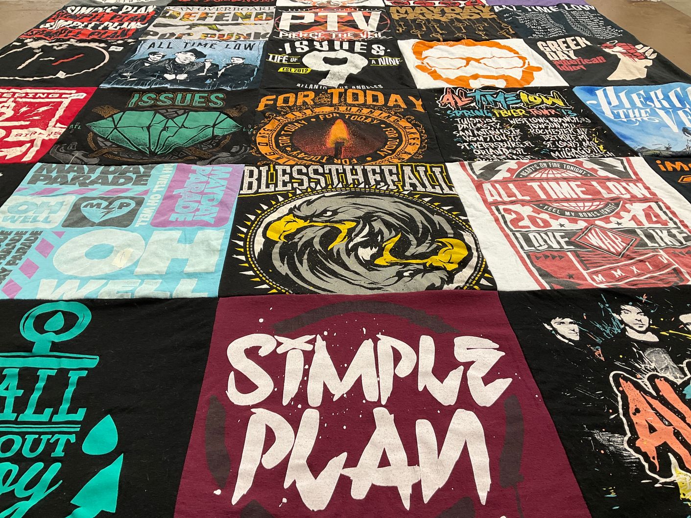 T-shirt quilt with music, band themes by Lorie from NY