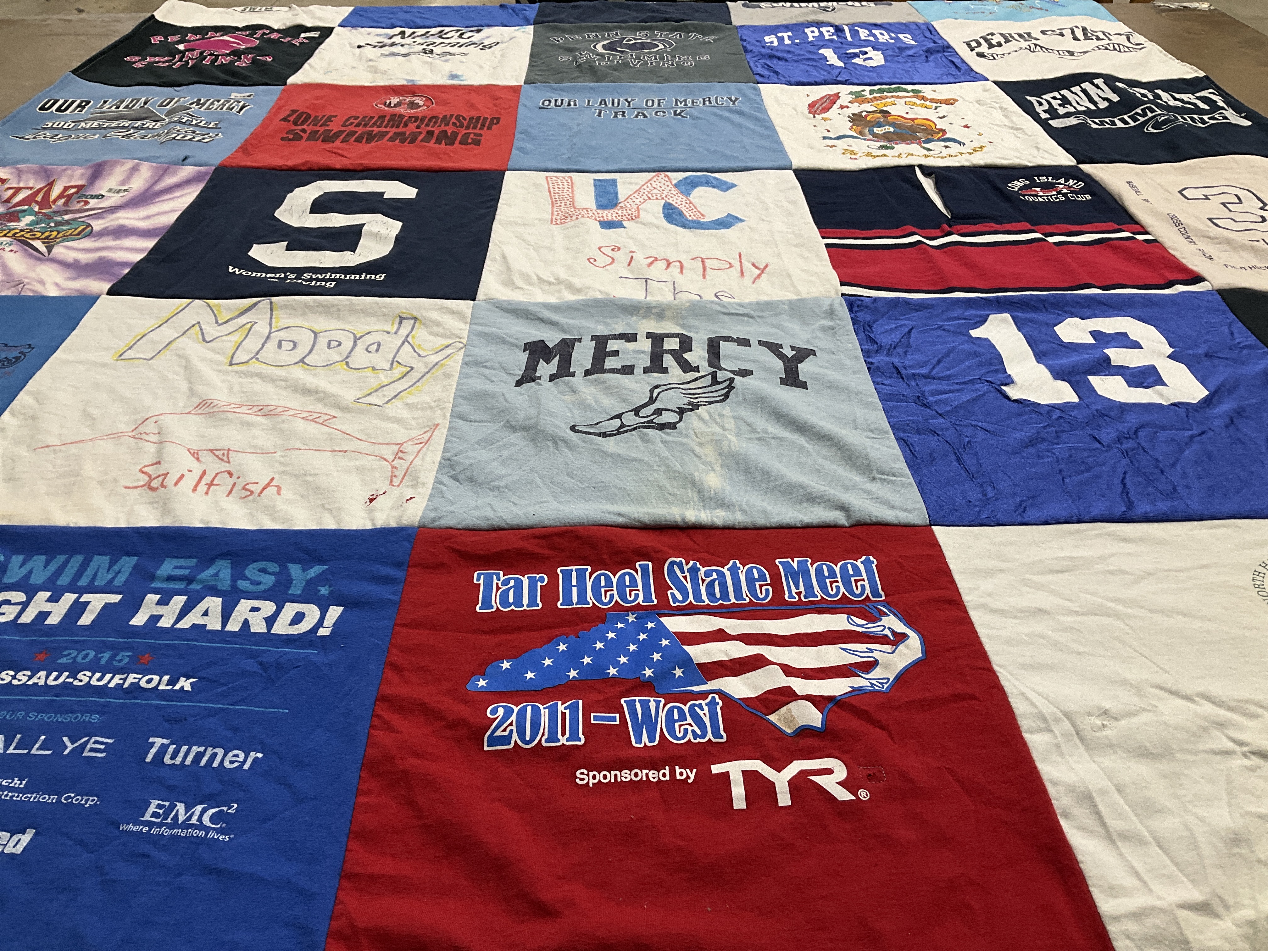 T-shirt quilt from st. peter's university, penn state university by Irene from NY