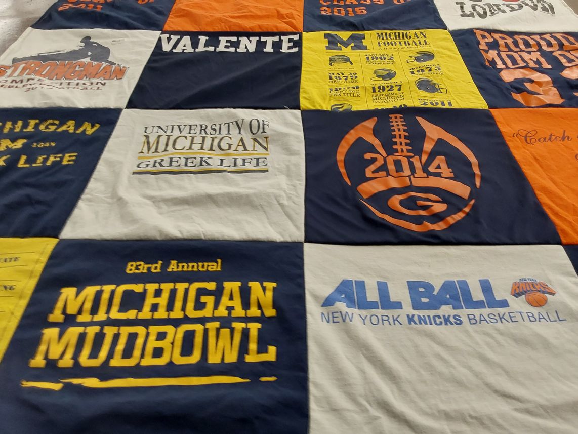 T-shirt quilt featuring michigan football by Joy from NY