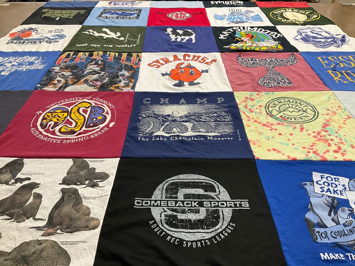 T-shirt quilt from university of vermont by Sarah from WA