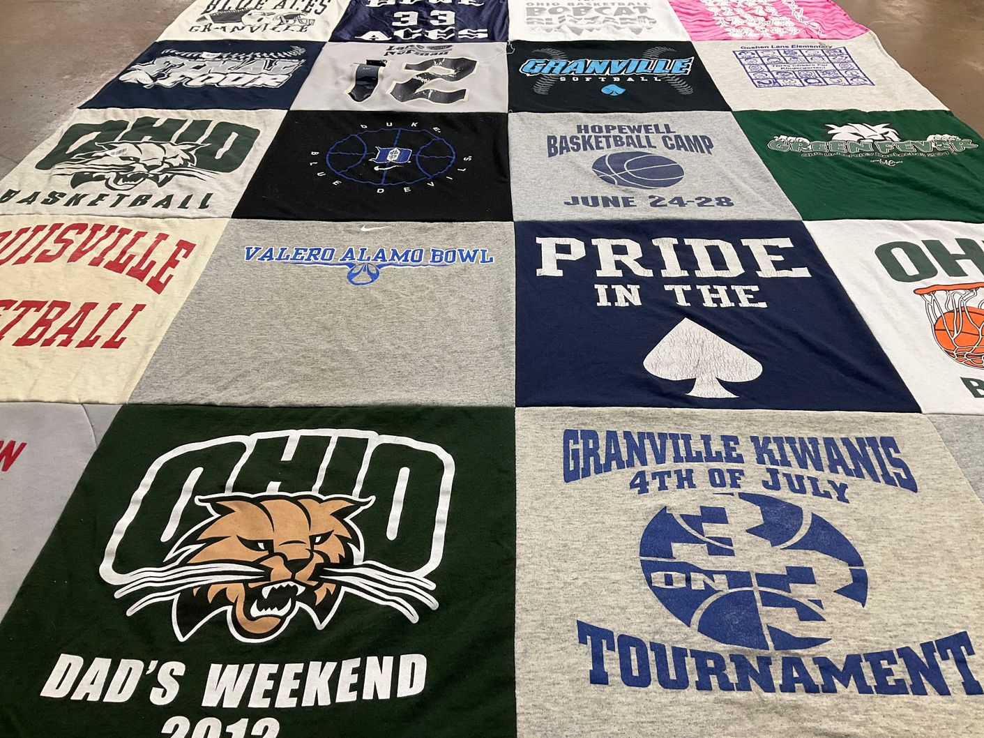 T-shirt quilt from ohio university, louisville university by Dawn from OH