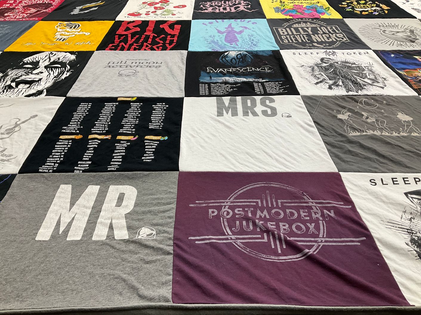 T-shirt quilt with music themes by Shelby from ID