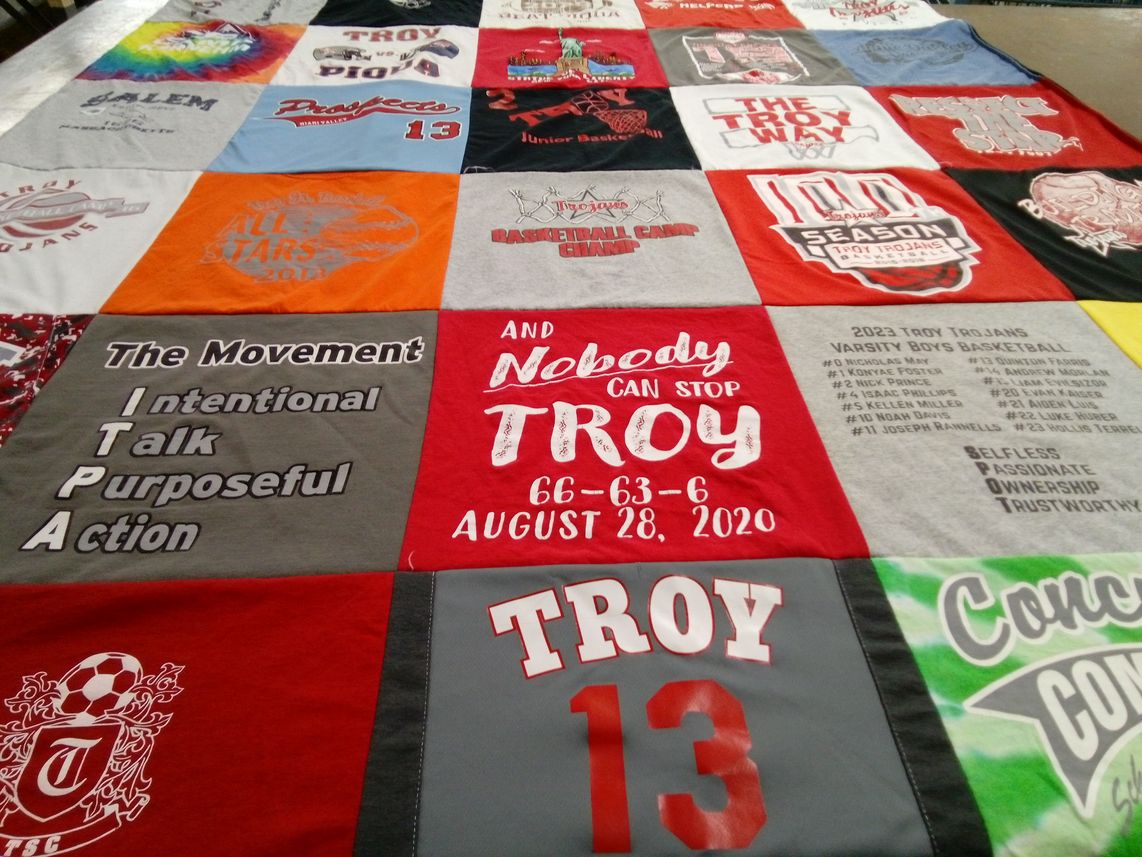 T-shirt quilt featuring troy varsity boys basketball by Loren from OH