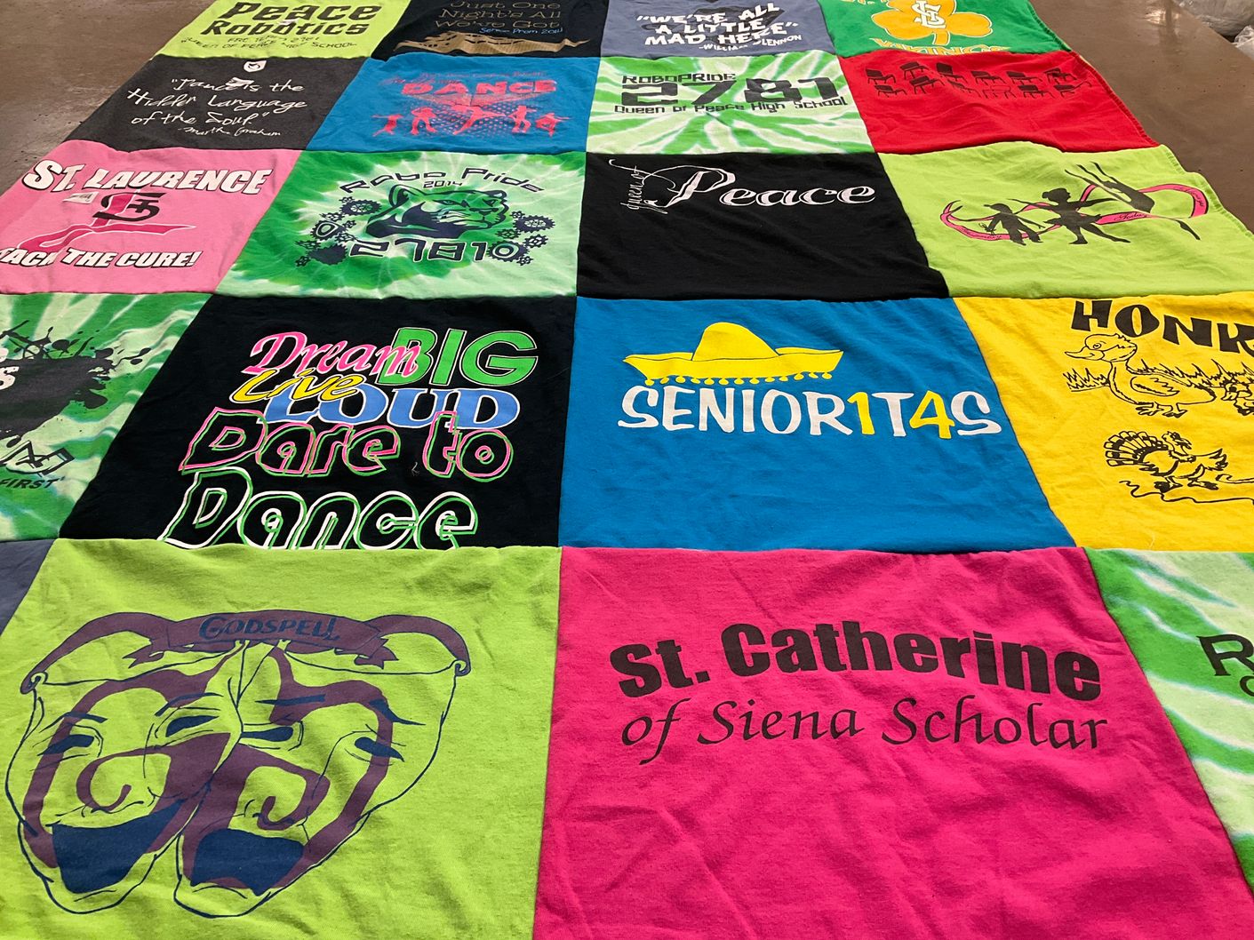 T-shirt quilt from st catherine of siena school, st laurence high school by Daiena from IL