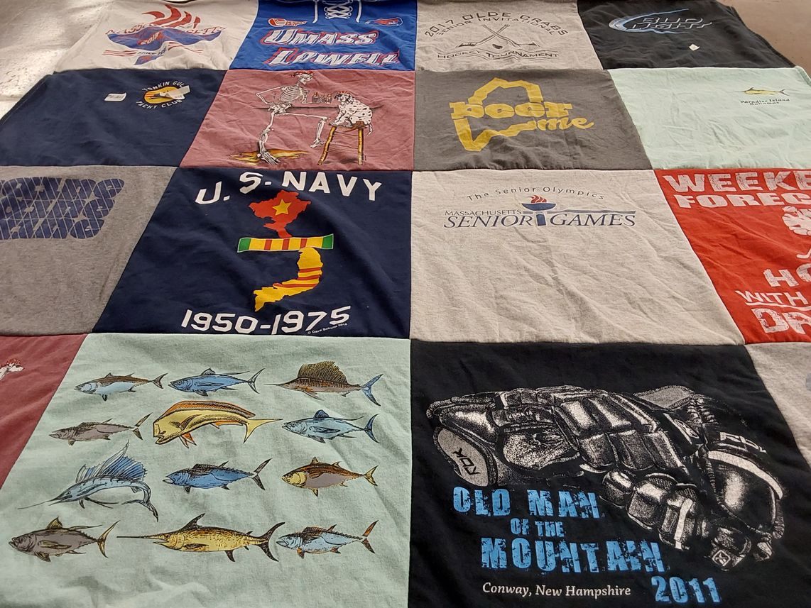 T-shirt quilt from university of massachusetts lowell by Laurie from MA