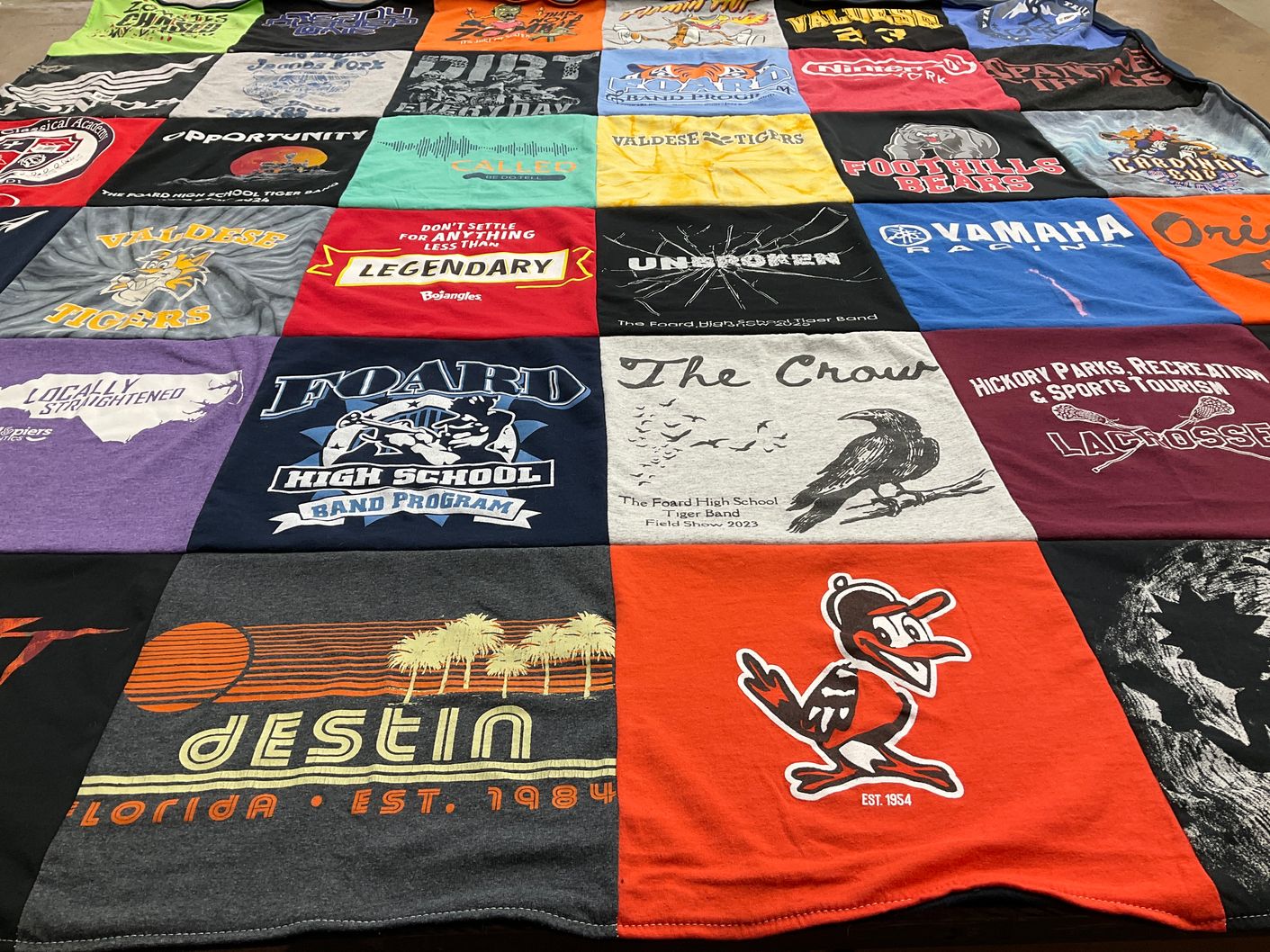 T-shirt quilt featuring valley high school tigers, foard high school tigers by Amy from NC