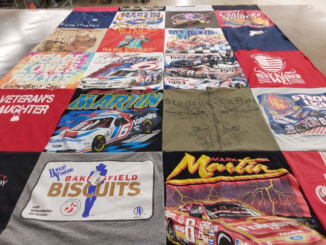 T-shirt quilt with nascar themes by Shirley from AR