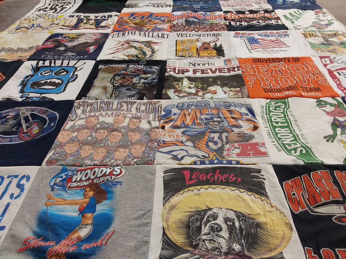 T-shirt quilt from university of senior frogs by Dave from CO