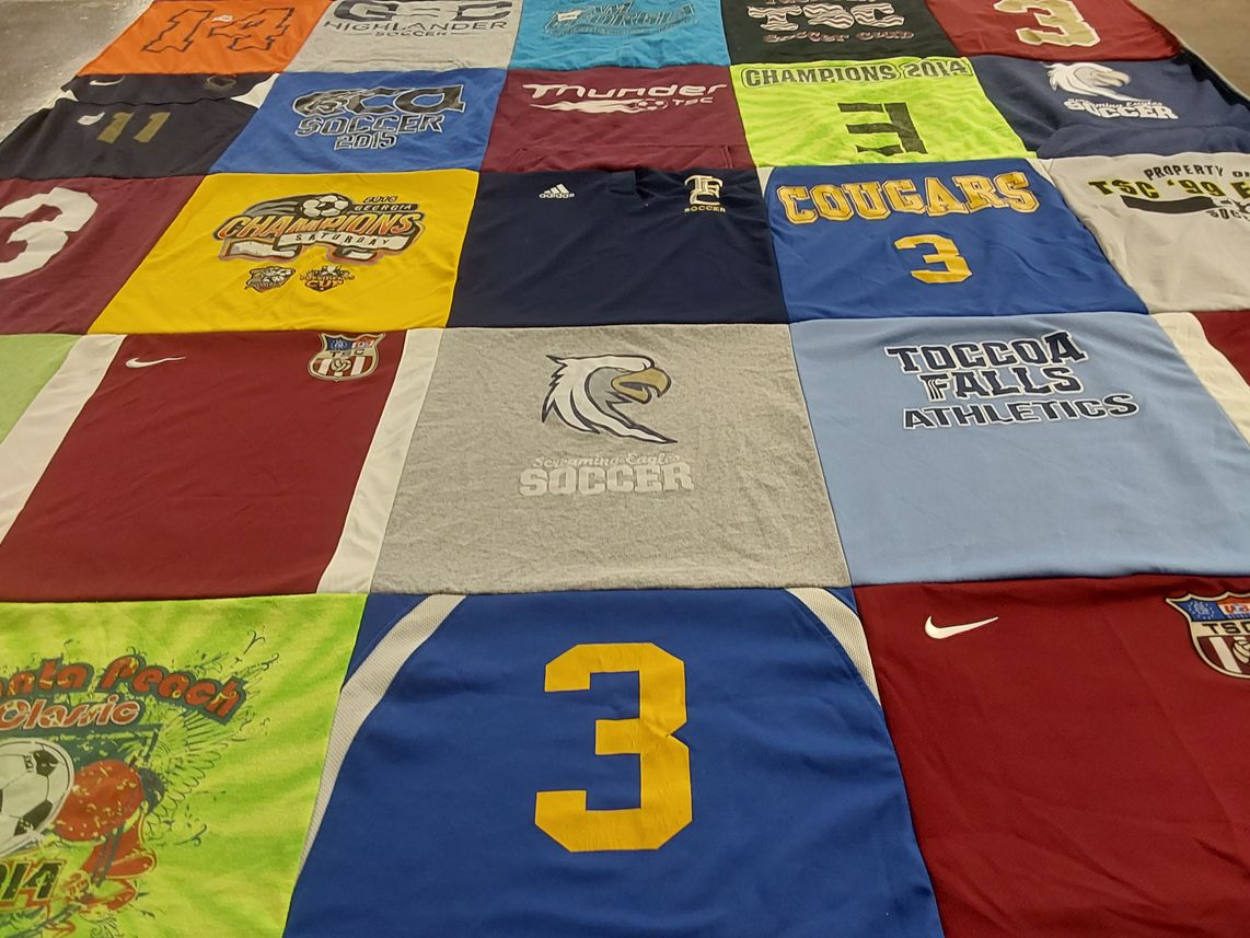T-shirt quilt from toccoa falls college by Amy from GA