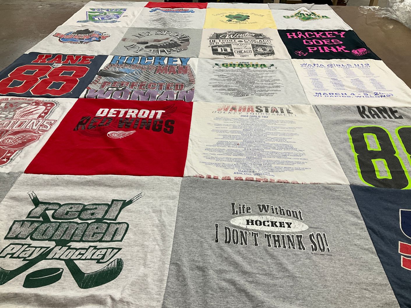 T-shirt quilt featuring detroit red wings by Kendra from WI