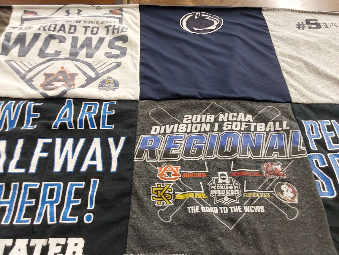 T-shirt quilt featuring auburn university, pennsylvania state university by Macy from NC