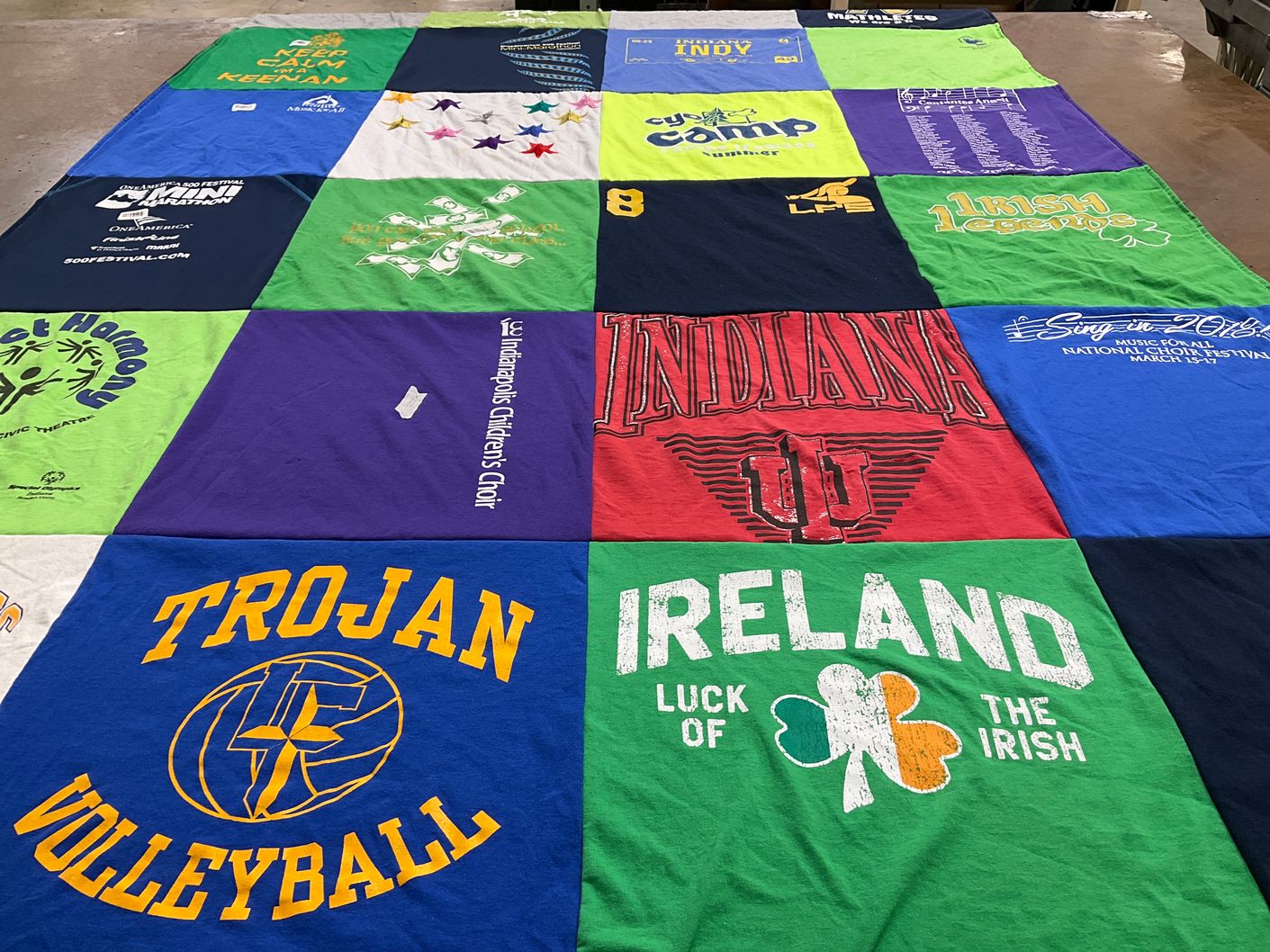 T-shirt quilt featuring trojan volleyball by Joyce from IN